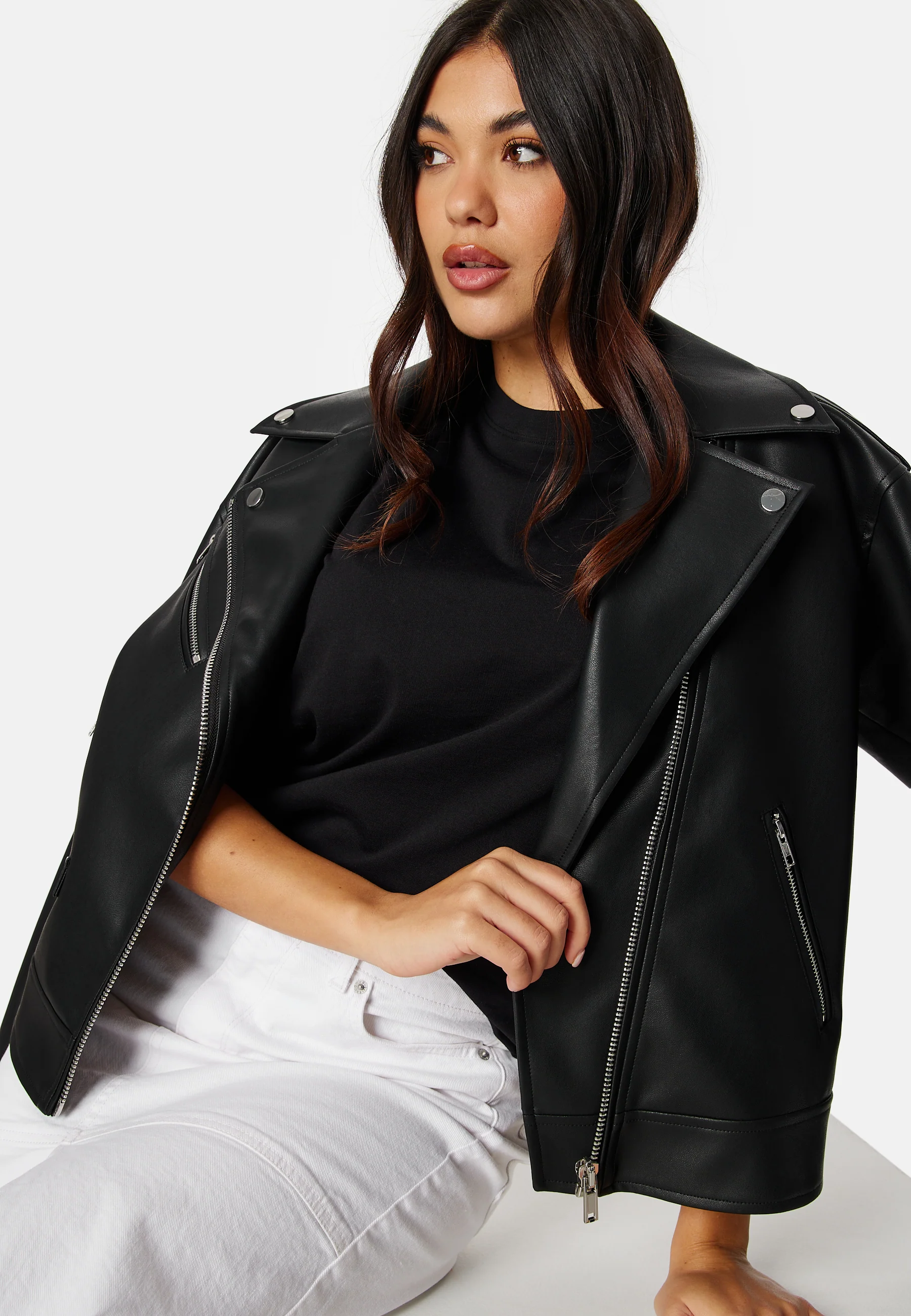 Faux Leather PU Biker Jacket - Image 4