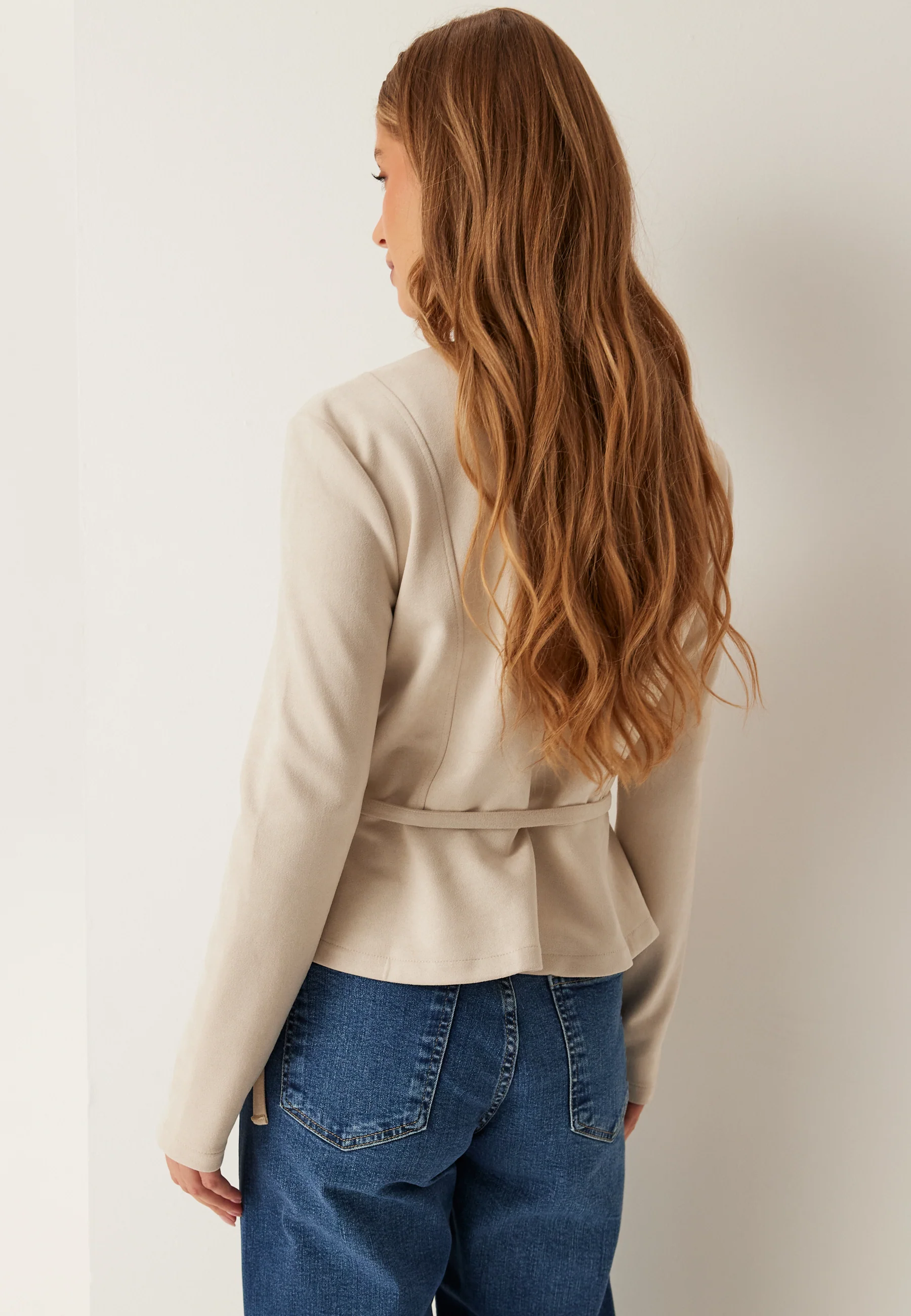 Faux Suede Peplum Jacket - Image 3