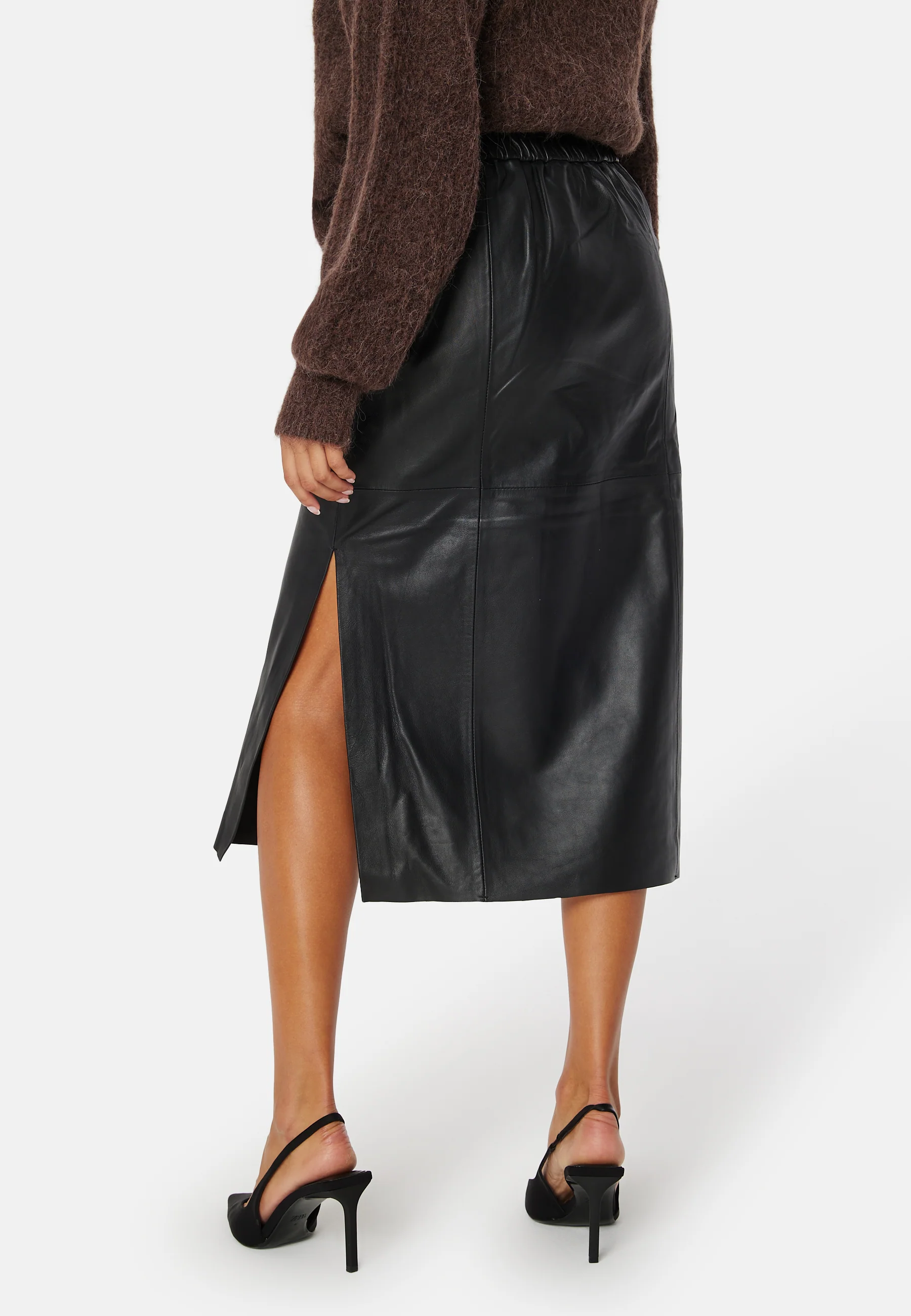 Fianna HW Midi Leather Skirt - Image 3