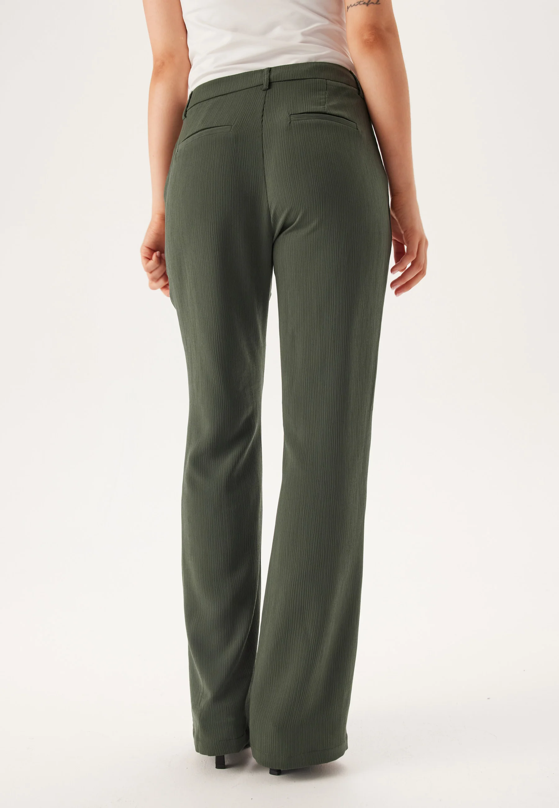Flared Structured Suit Trousers - Image 2