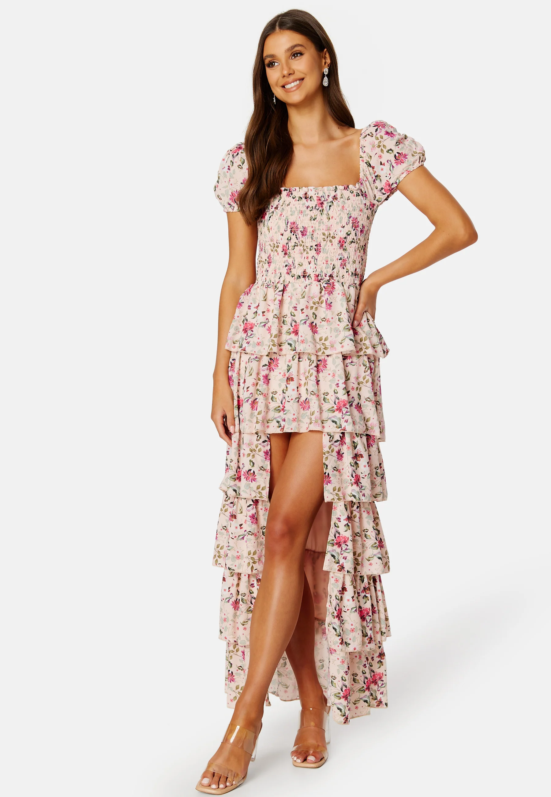 Floral Chiffon Tiered Smock Maxi Dress - Image 3