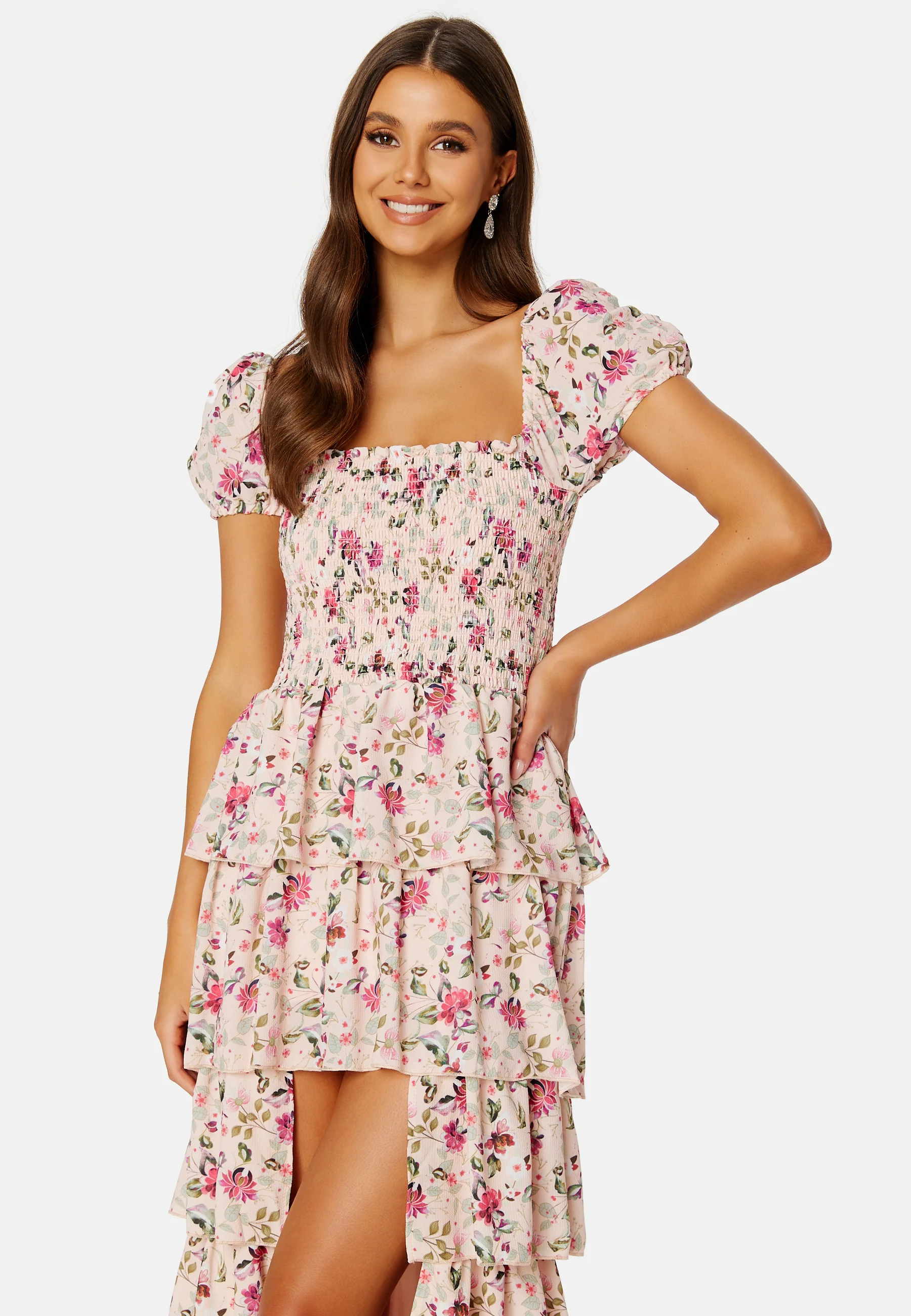 Floral Chiffon Tiered Smock Maxi Dress - Image 4