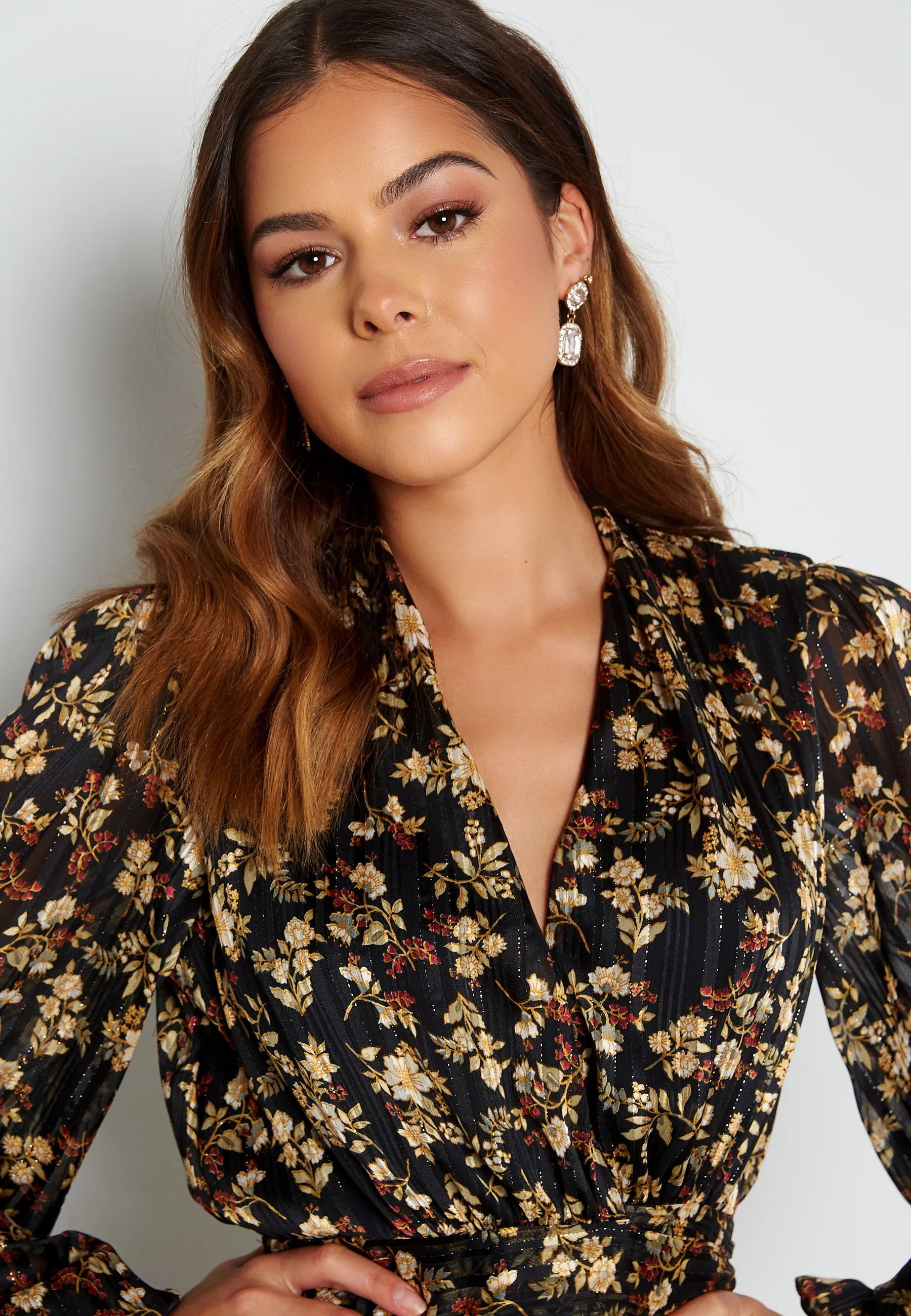 Floral Deep V Maxi Dress - Image 4