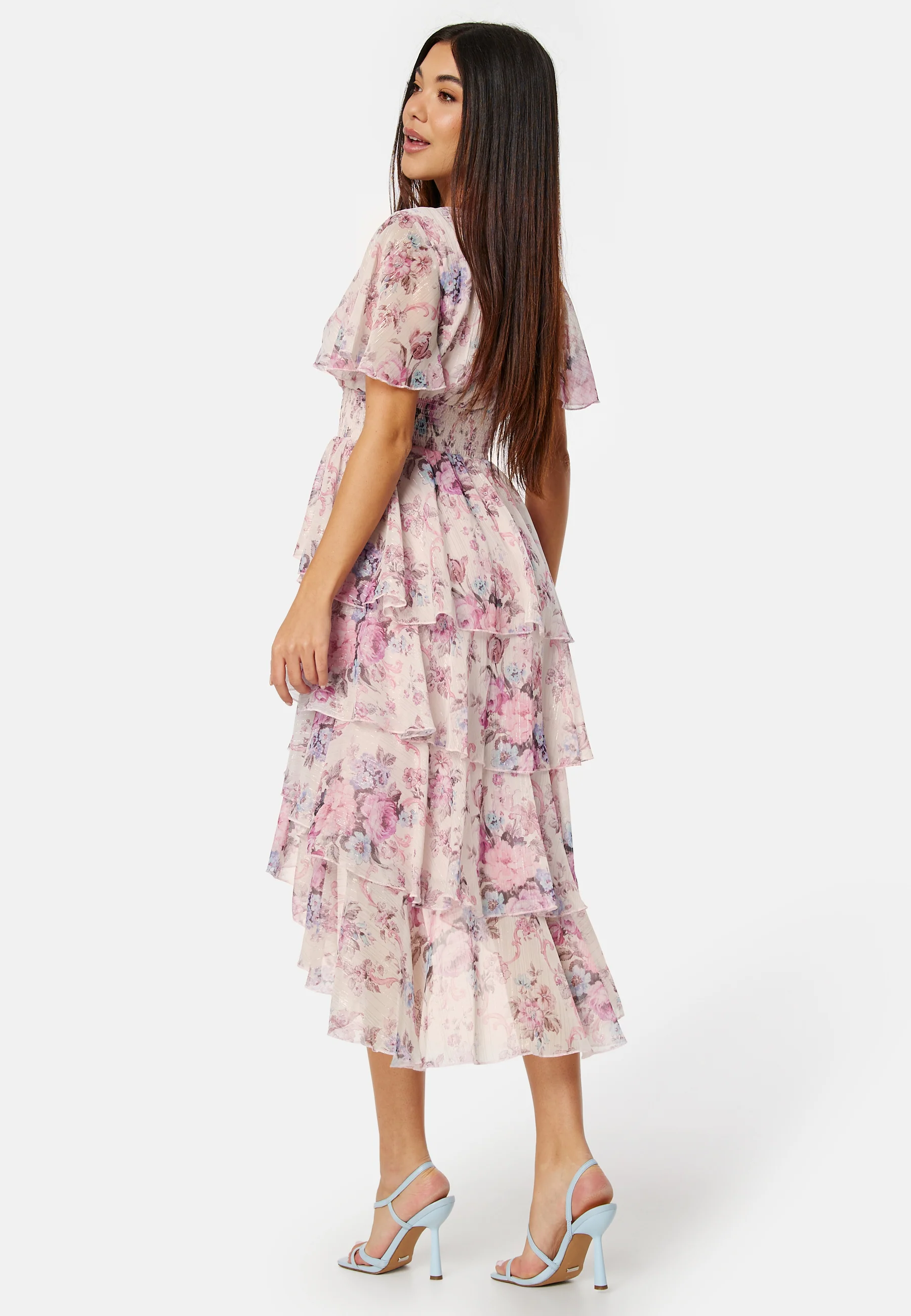 Floral Flutter Tiered High Low Dress - Image 2