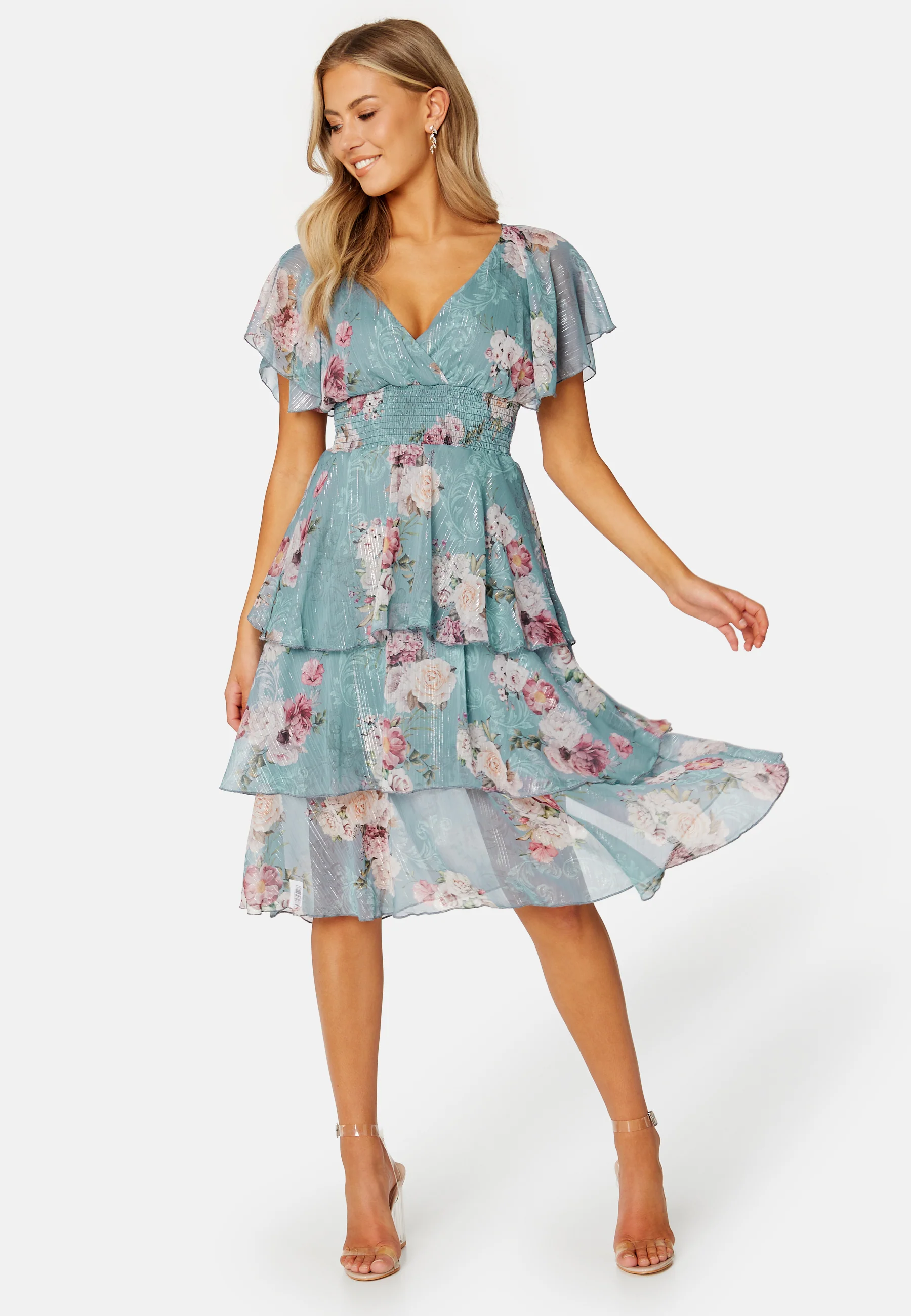 Floral Flutter Tiered Midi Dress - Image 2