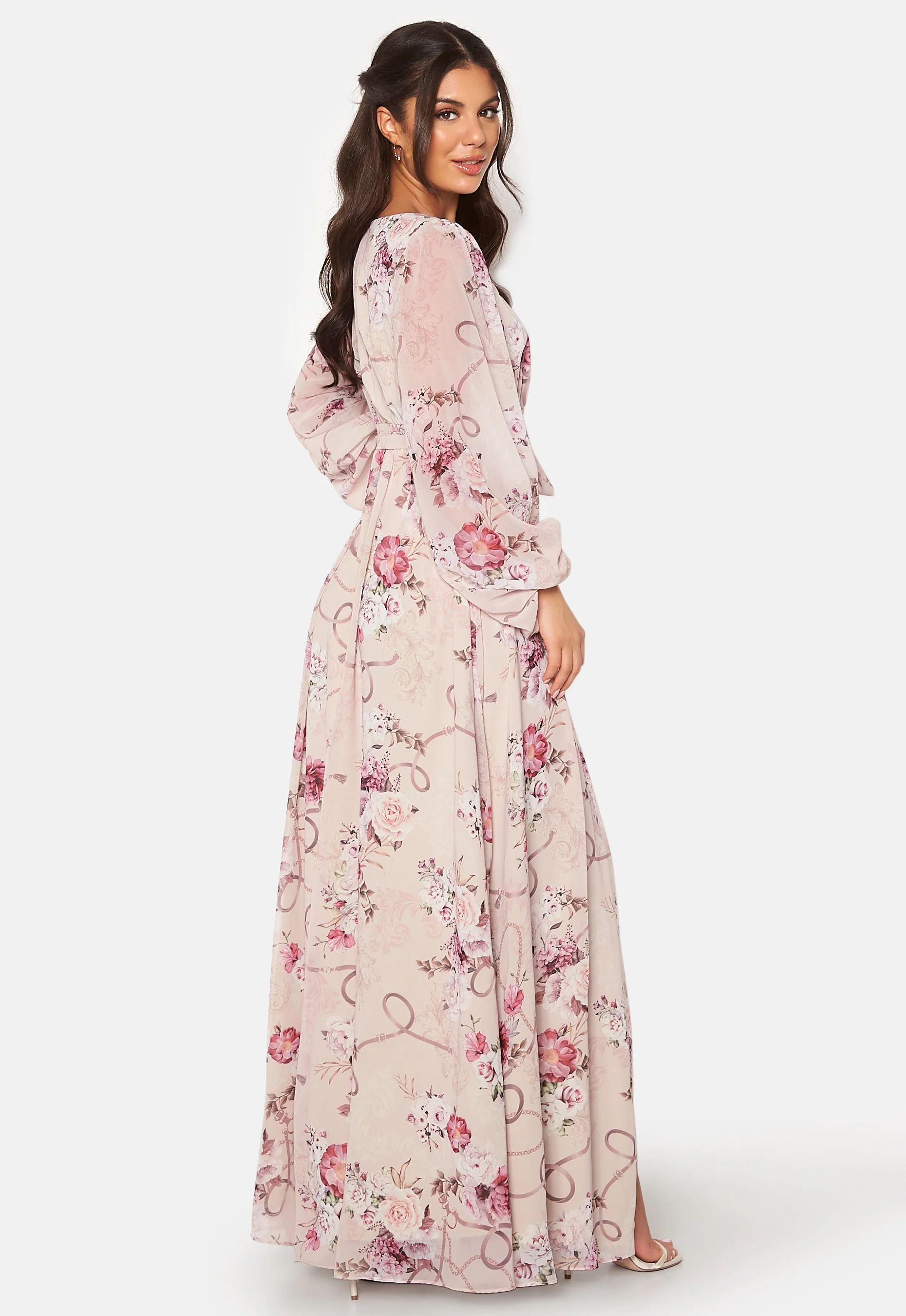 Floral Long Sleeve Chiffon Maxi Dress - Image 2