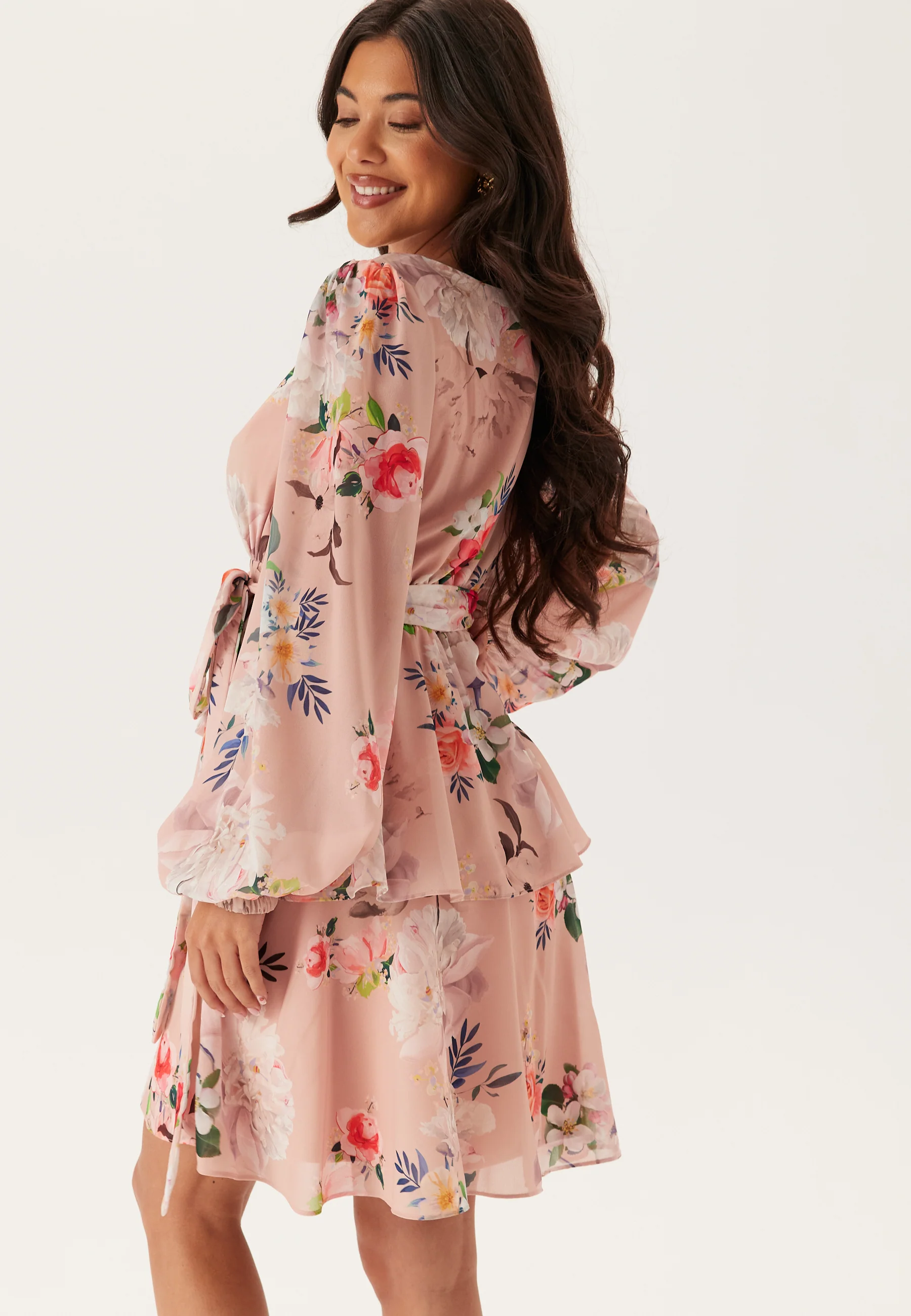 Floral Long Sleeve Tiered Skater Dress - Image 5
