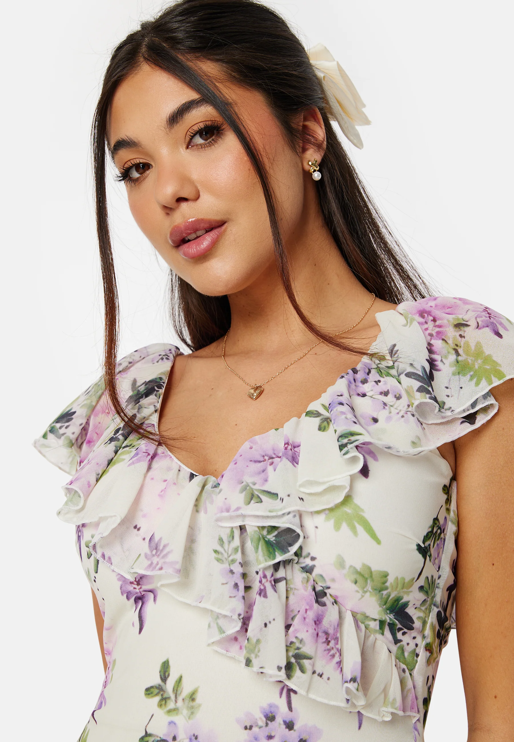 Floral Ruffle Hem Maxi Dress - Image 4