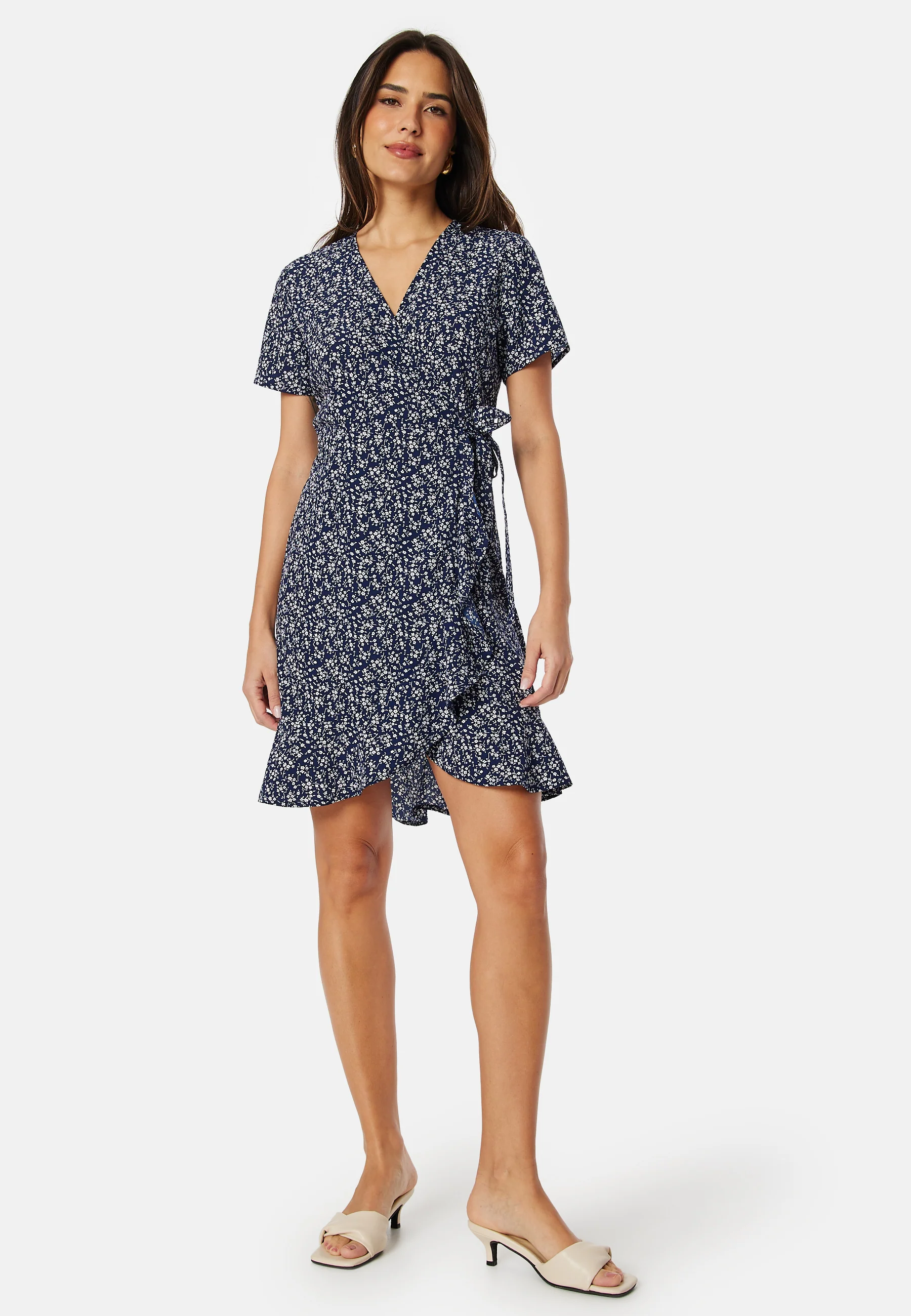 Flounce Short Wrap Dress - Image 3