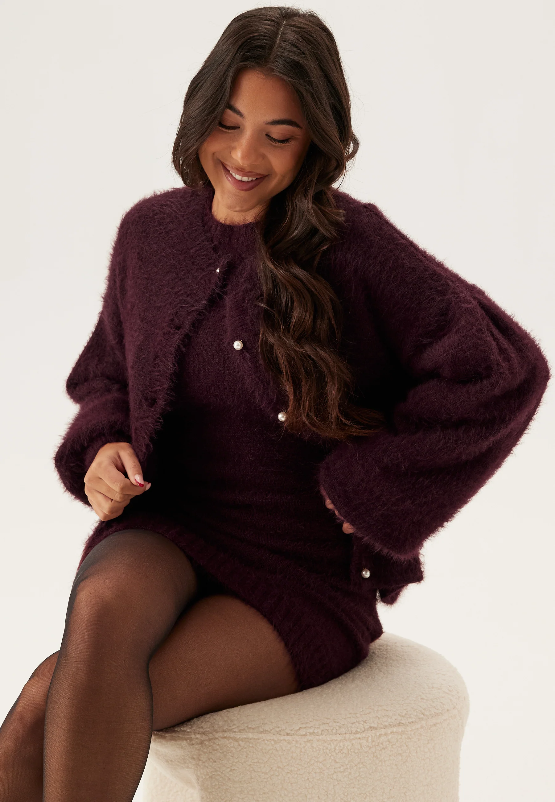Fluffy Knitted Short Dress - Image 2