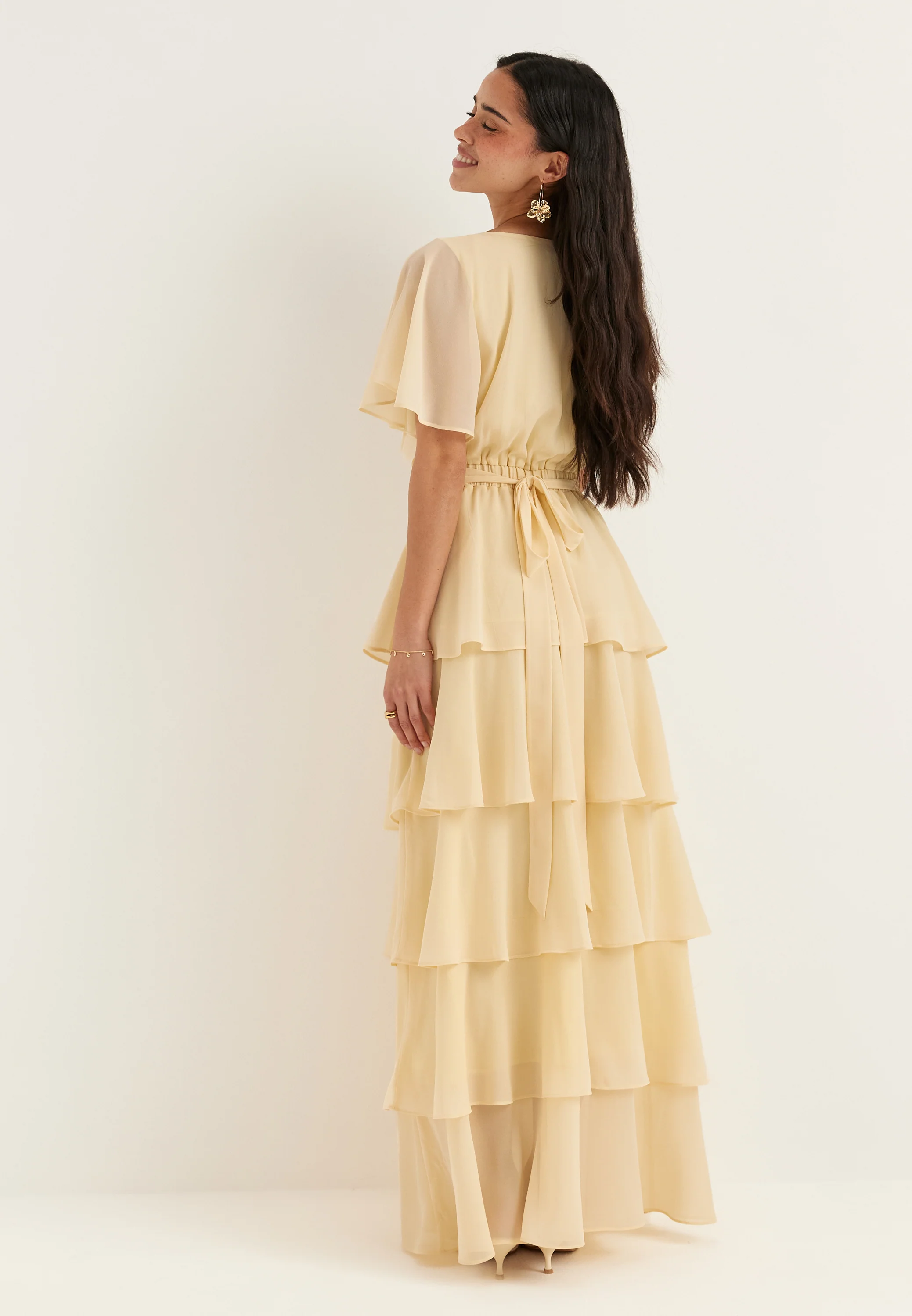 Flutter Chiffon Tiered Maxi Dress - Image 4