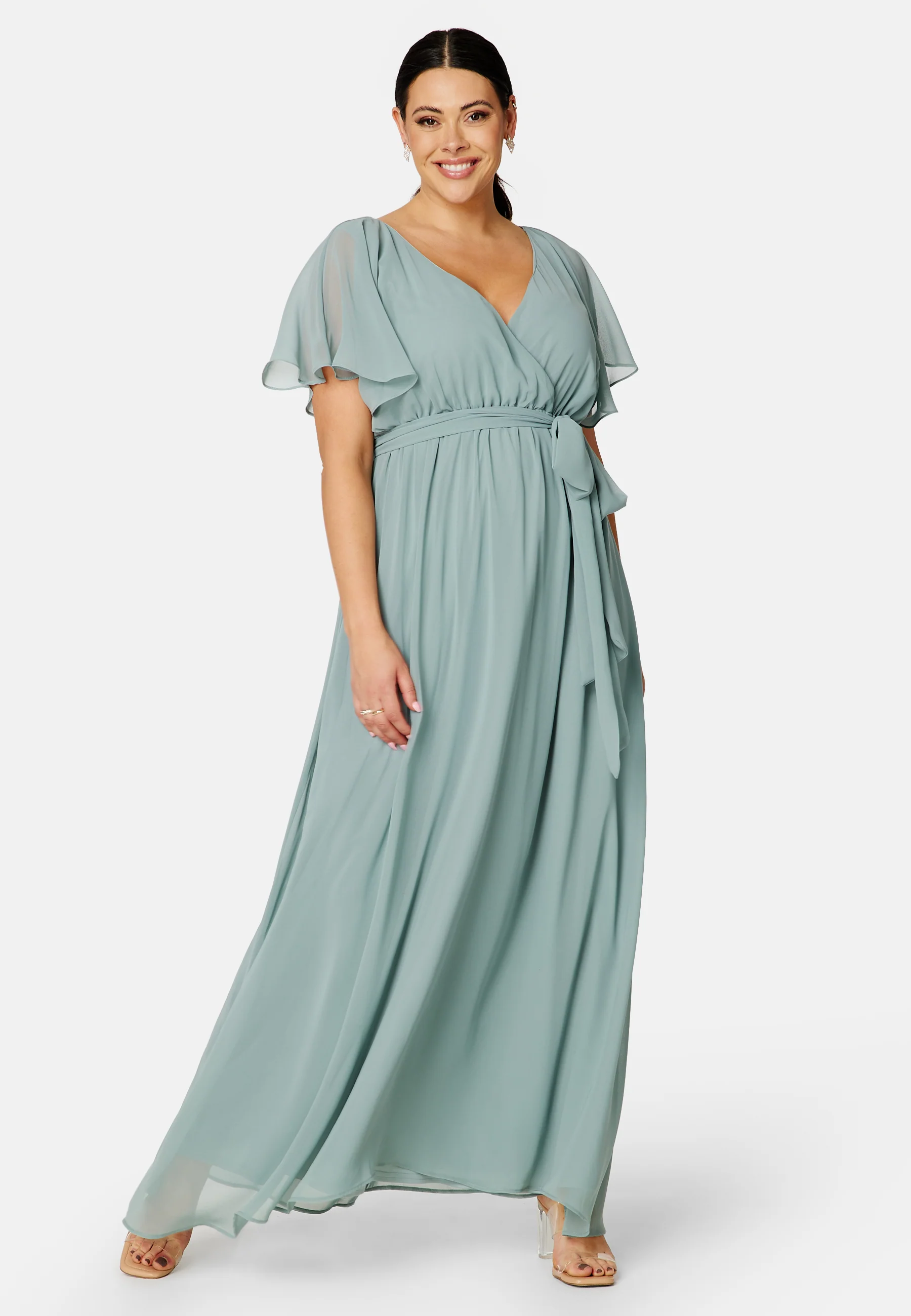 Flutter Sleeve Chiffon Maxi Curve Dress - Image 3