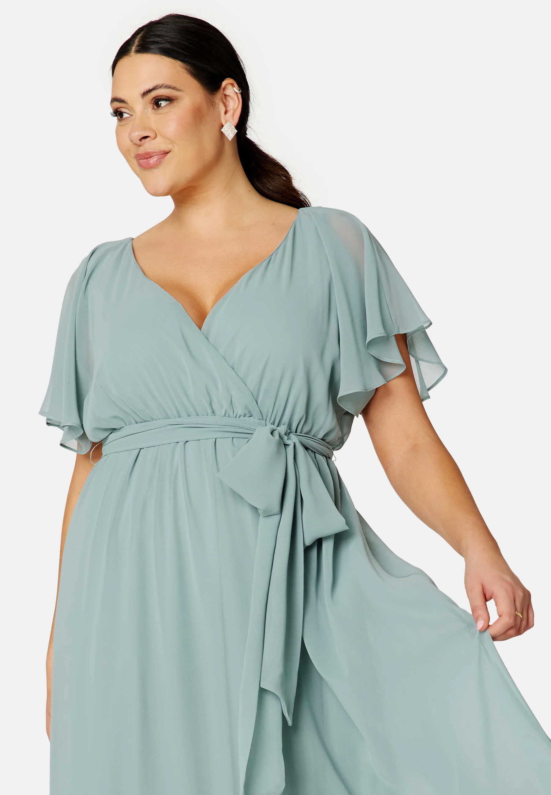Flutter Sleeve Chiffon Maxi Curve Dress - Image 4