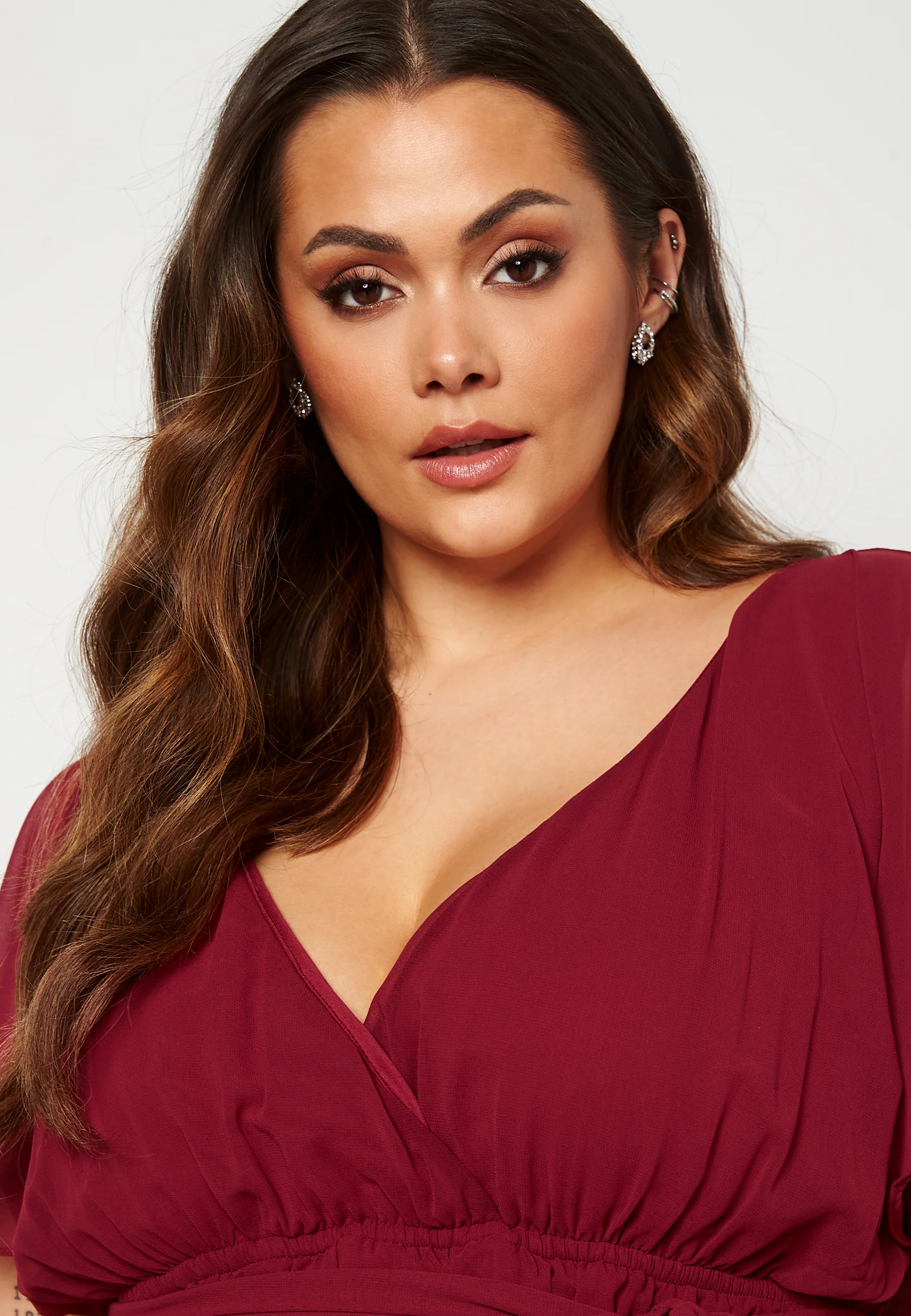 Flutter Sleeve Chiffon Maxi Curve Dress - Image 4