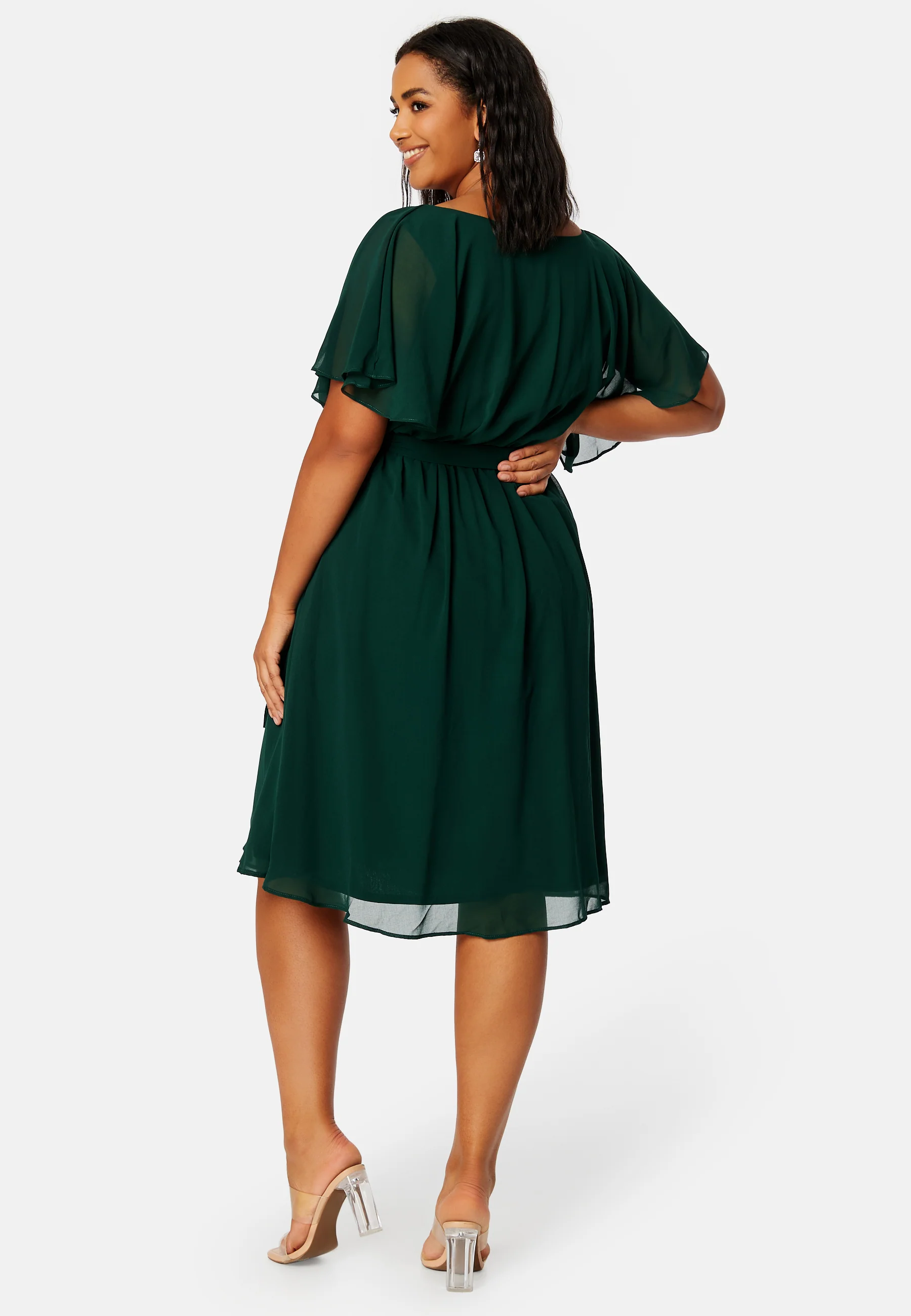 Flutter Sleeve Chiffon Midi Dress - Image 2