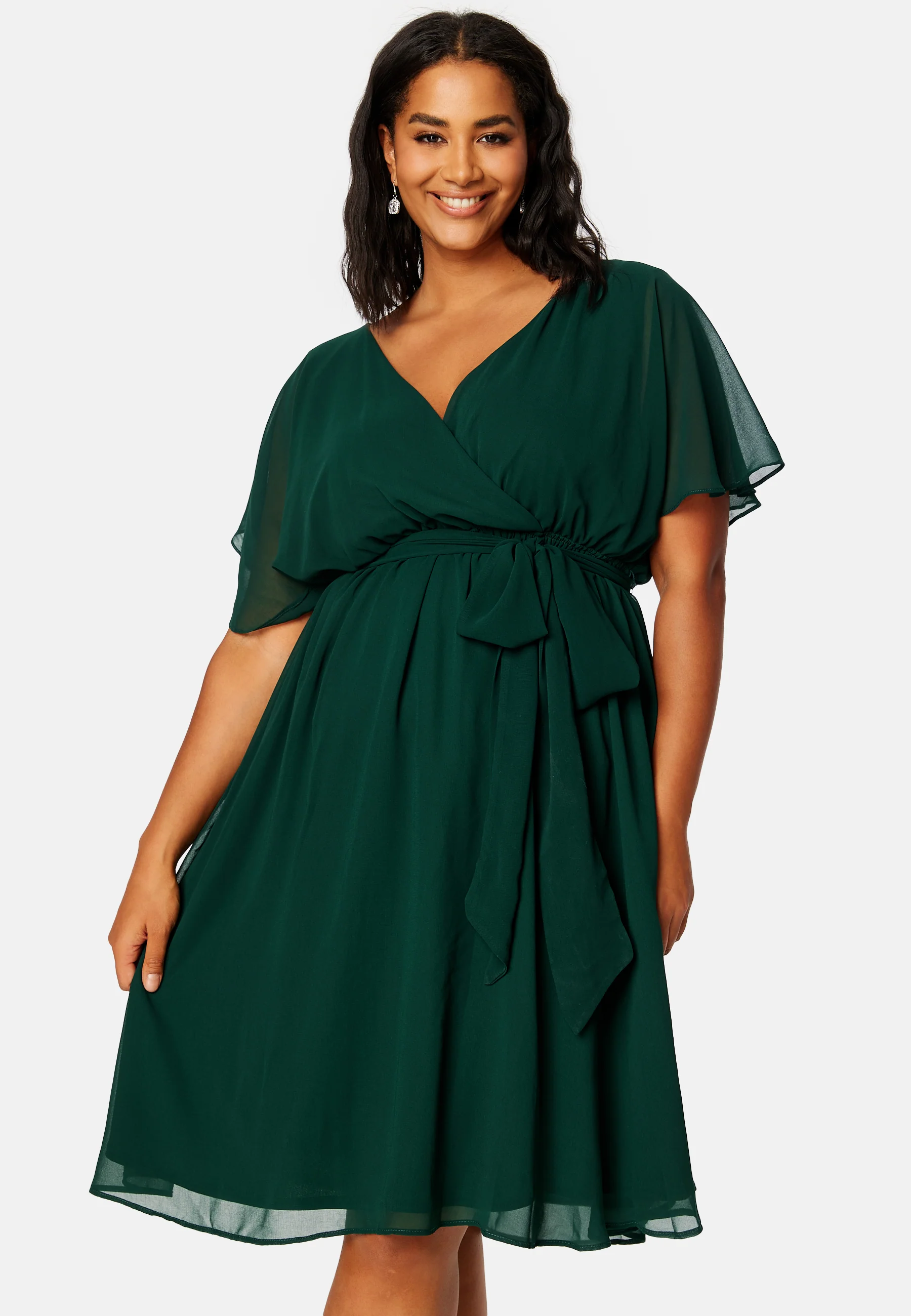 Flutter Sleeve Chiffon Midi Dress - Image 3