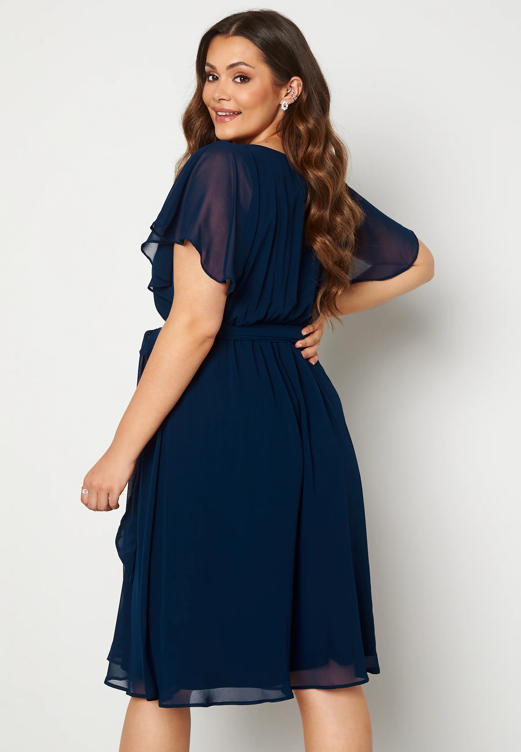 Flutter Sleeve Chiffon Midi Dress - Image 3