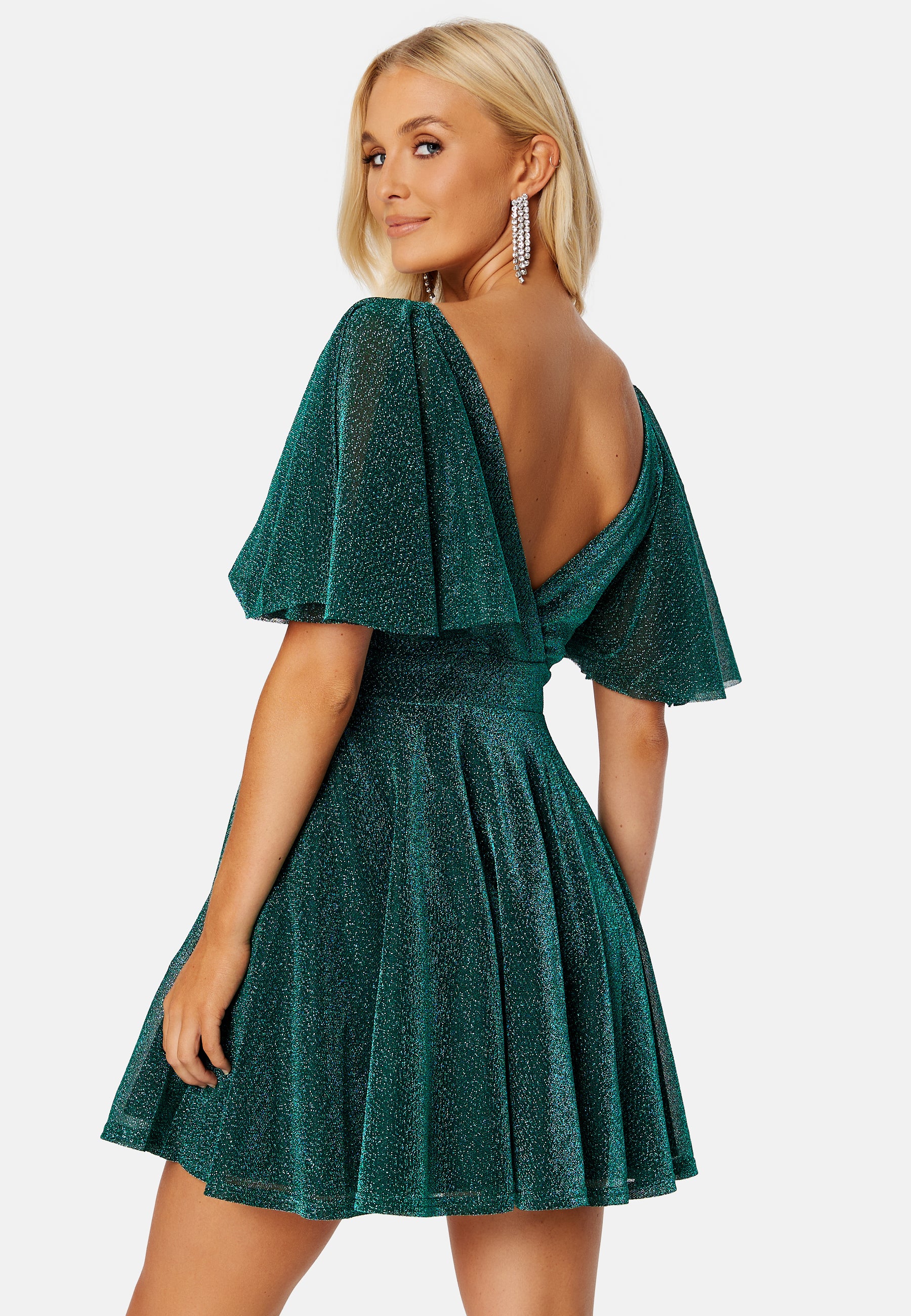 Flutter Sleeve Glitter Skater Dress - Image 3