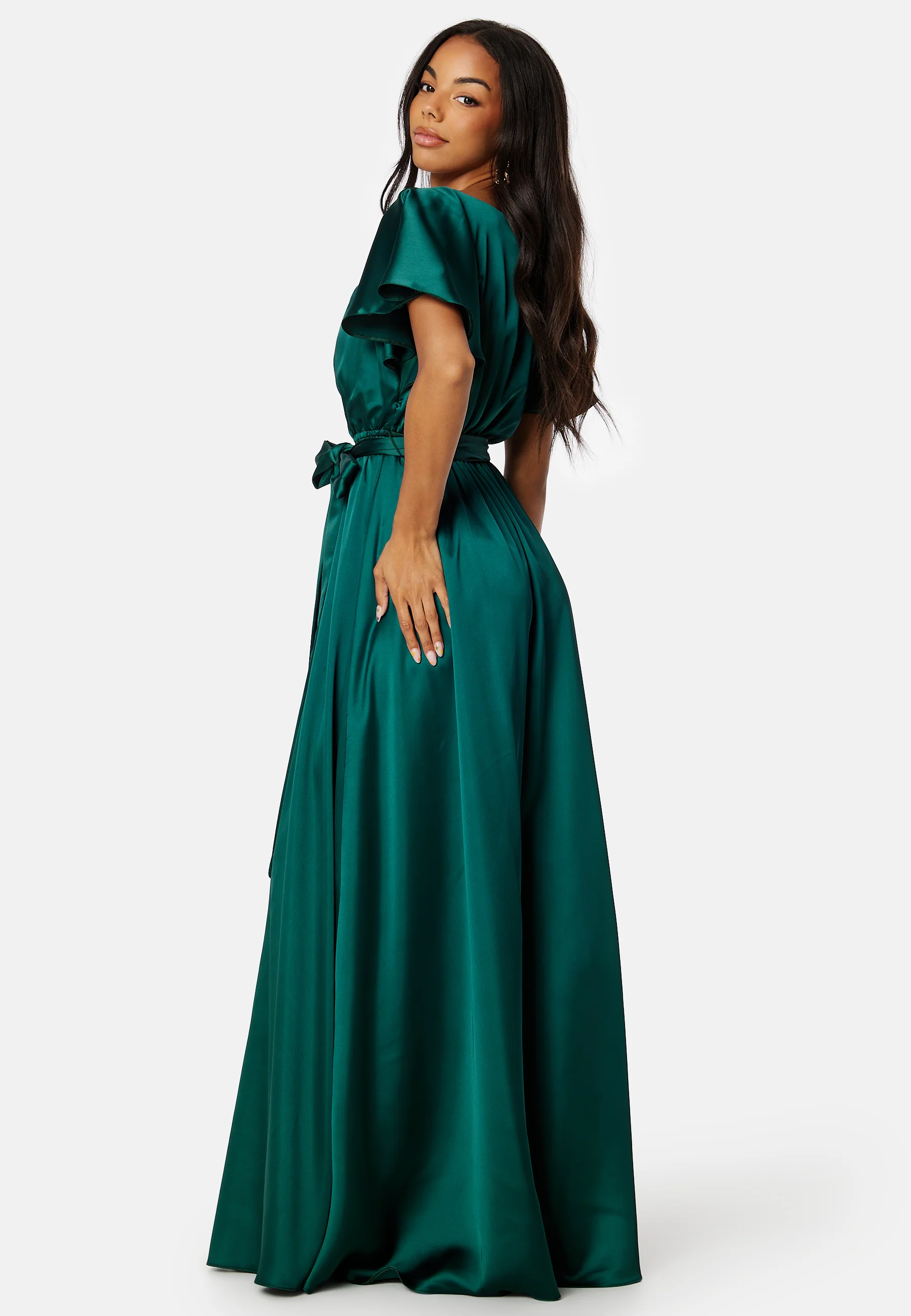 Flutter Sleeve Satin Maxi Dress - Image 2