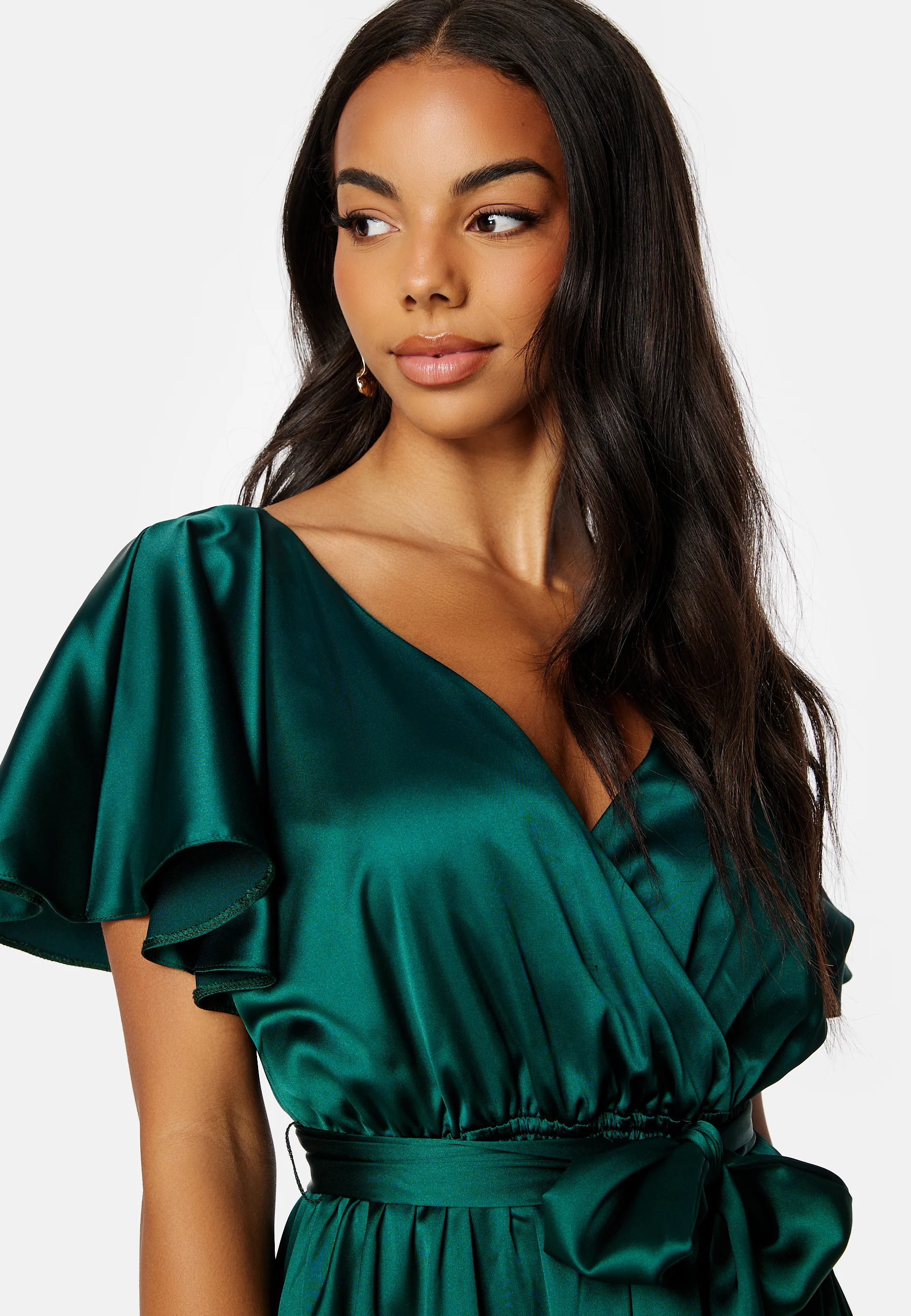 Flutter Sleeve Satin Maxi Dress - Image 4