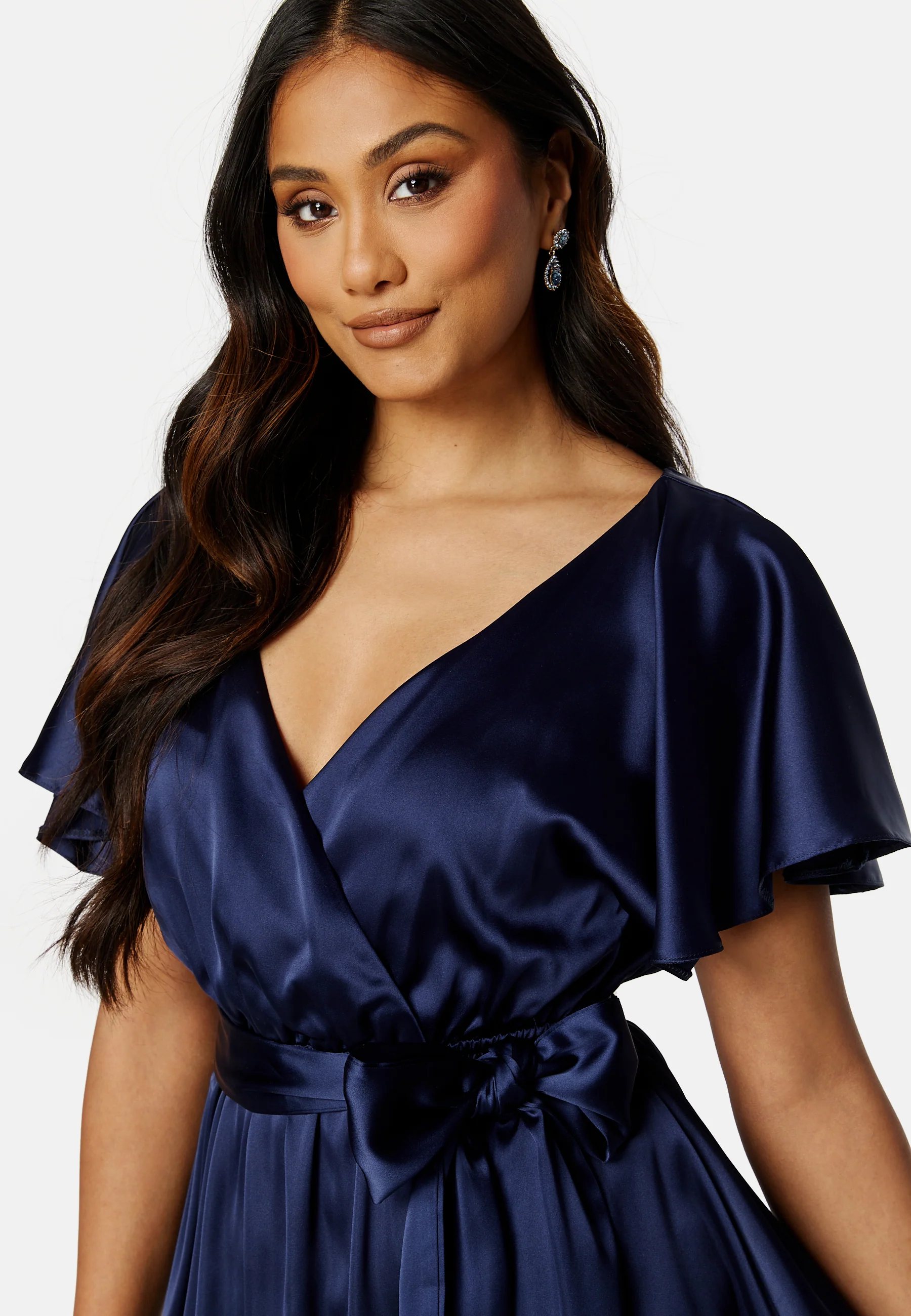 Flutter Sleeve Satin Midi Dress - Image 4