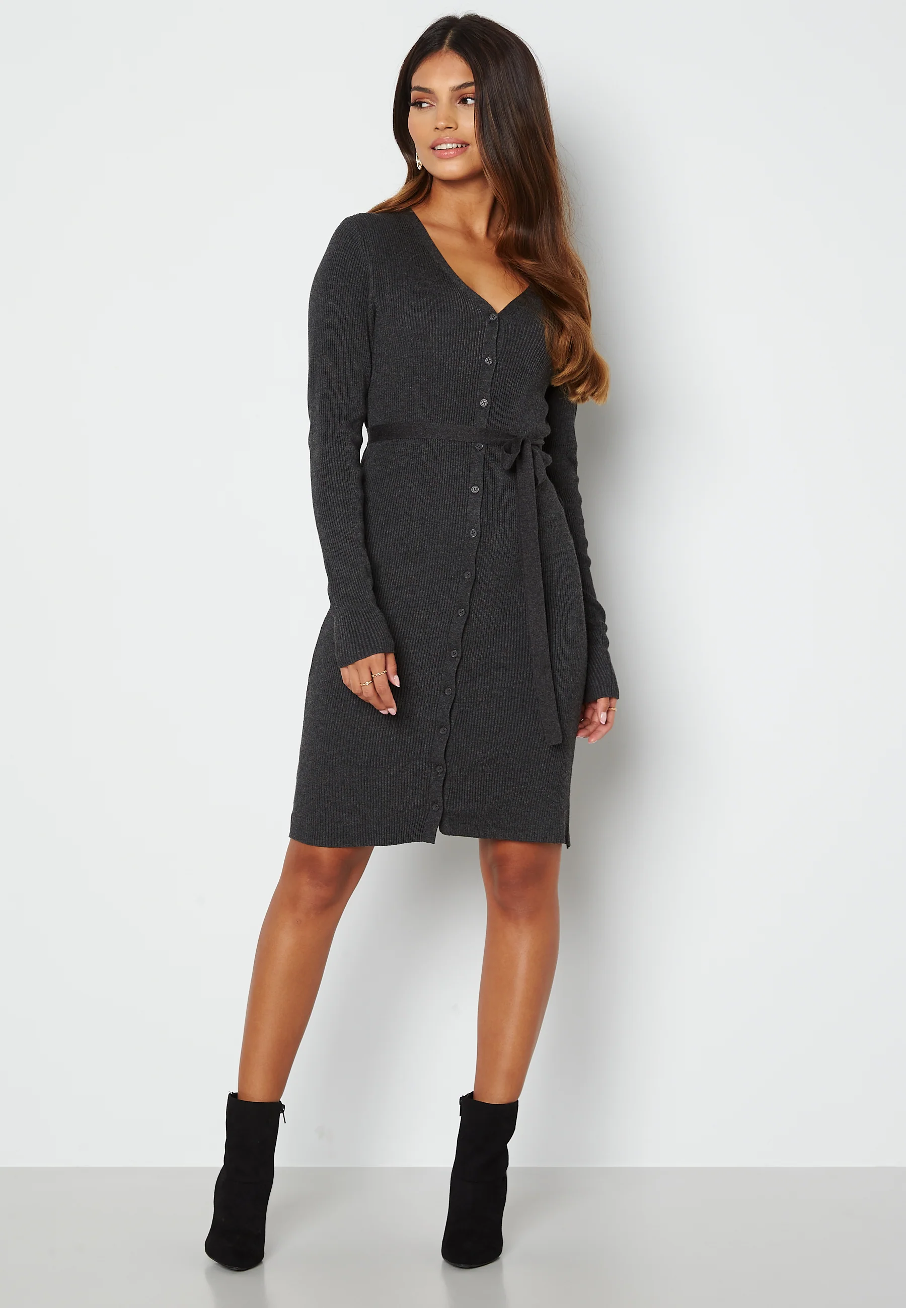 French LS V-Neck Knit Dress - Image 2