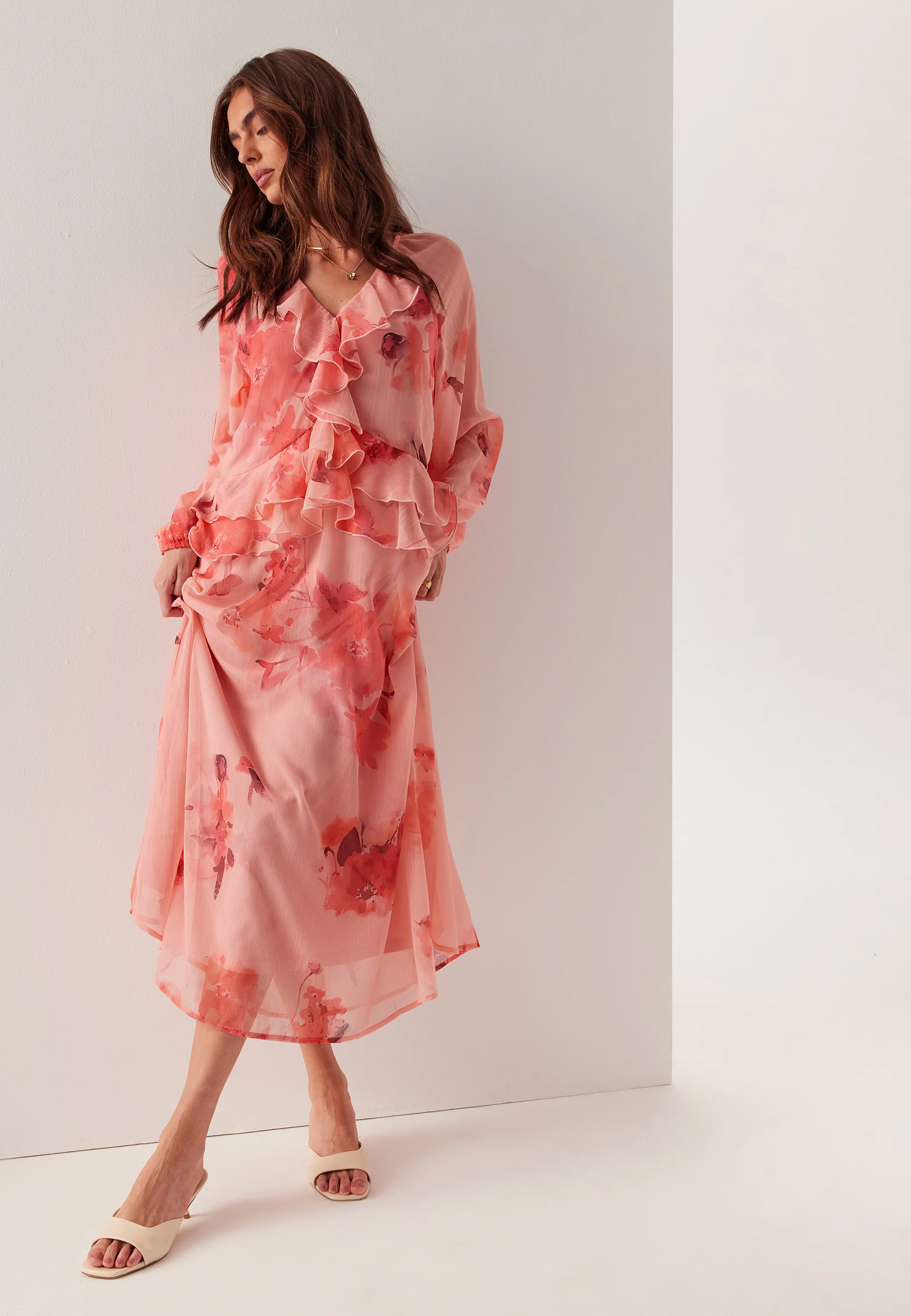 Frill Chiffon Dress - Image 2