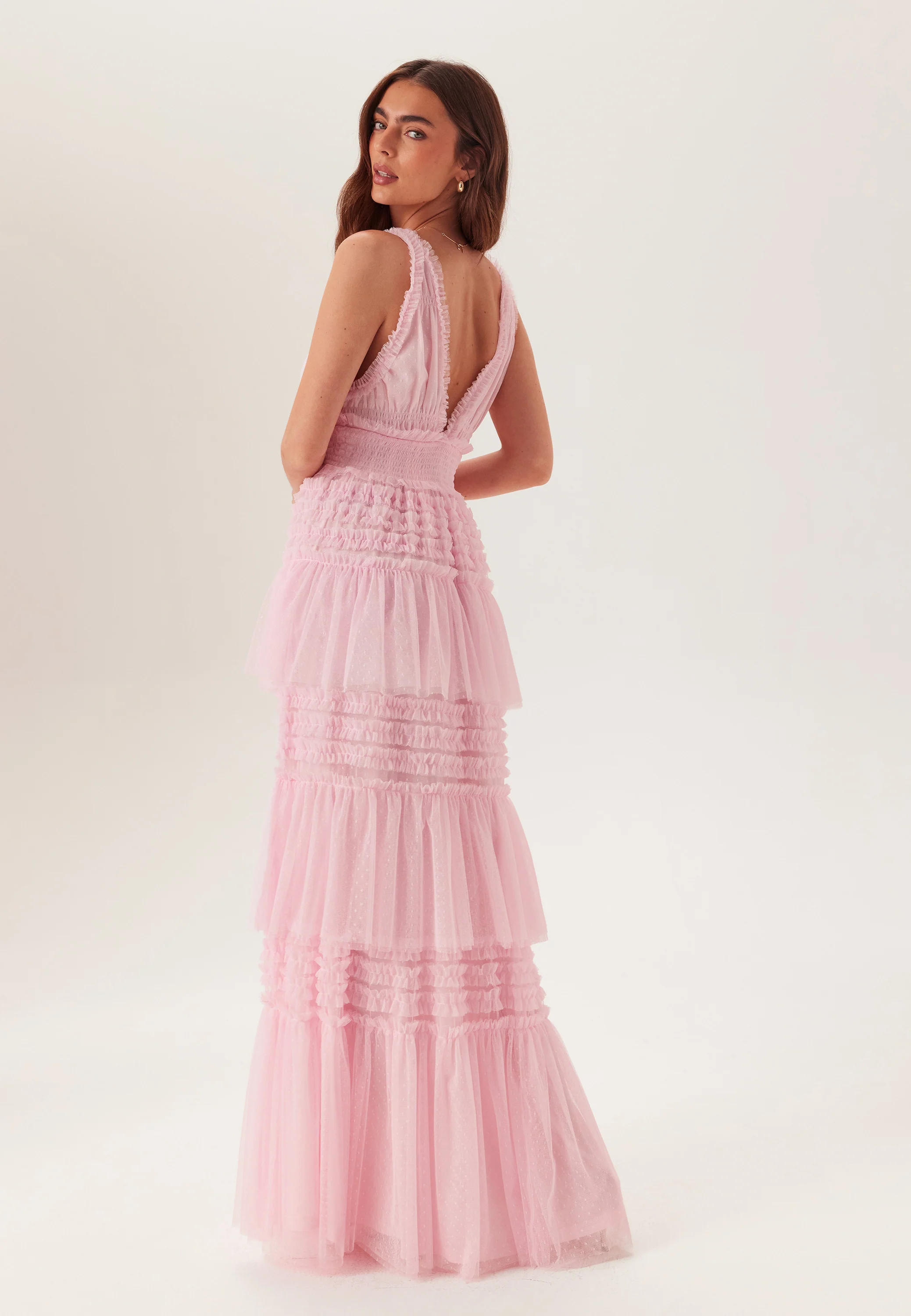 Frill Dotted Tulle Gown - Image 4
