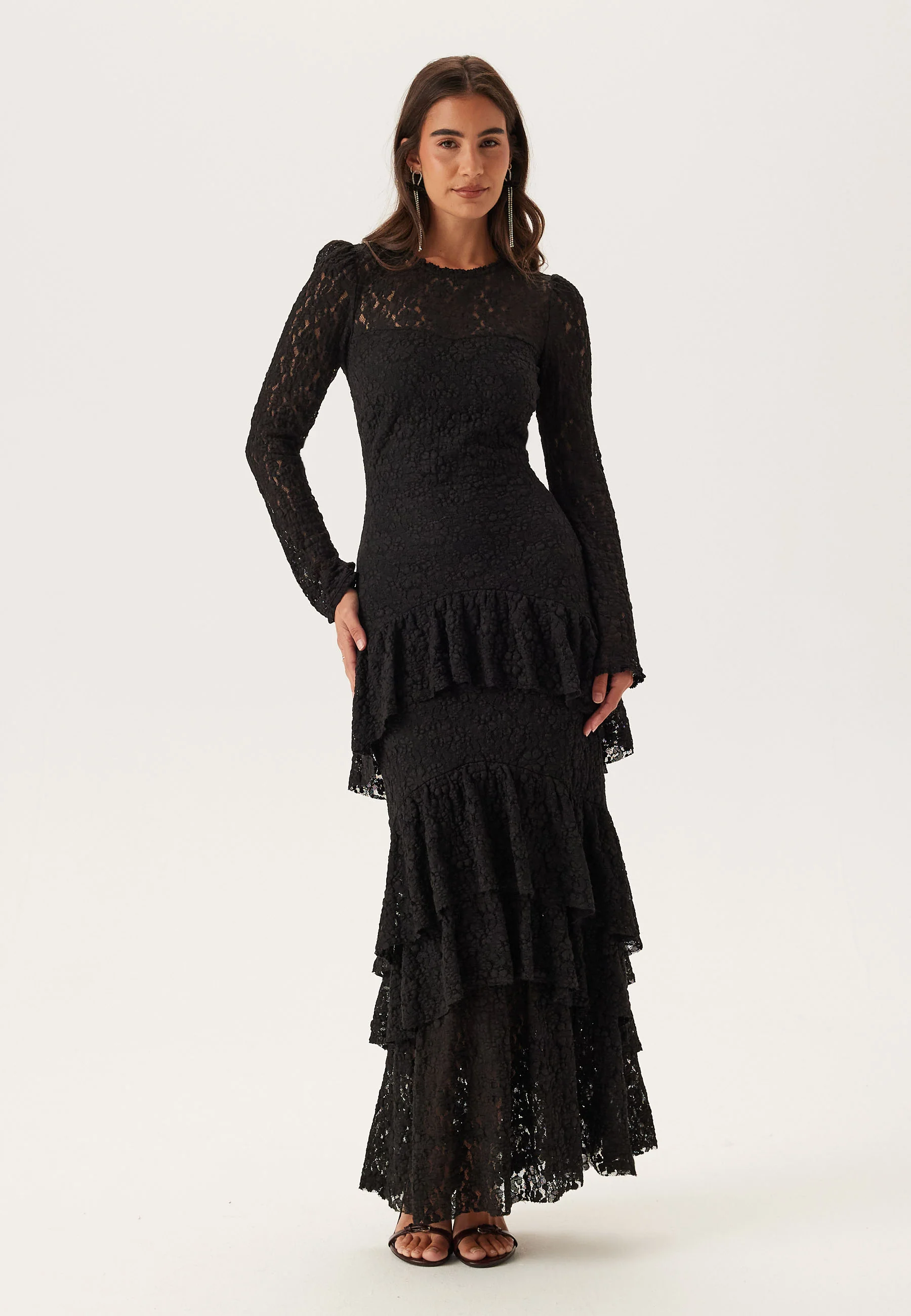 Frill Lace Long Sleeve Maxi Dress - Image 3