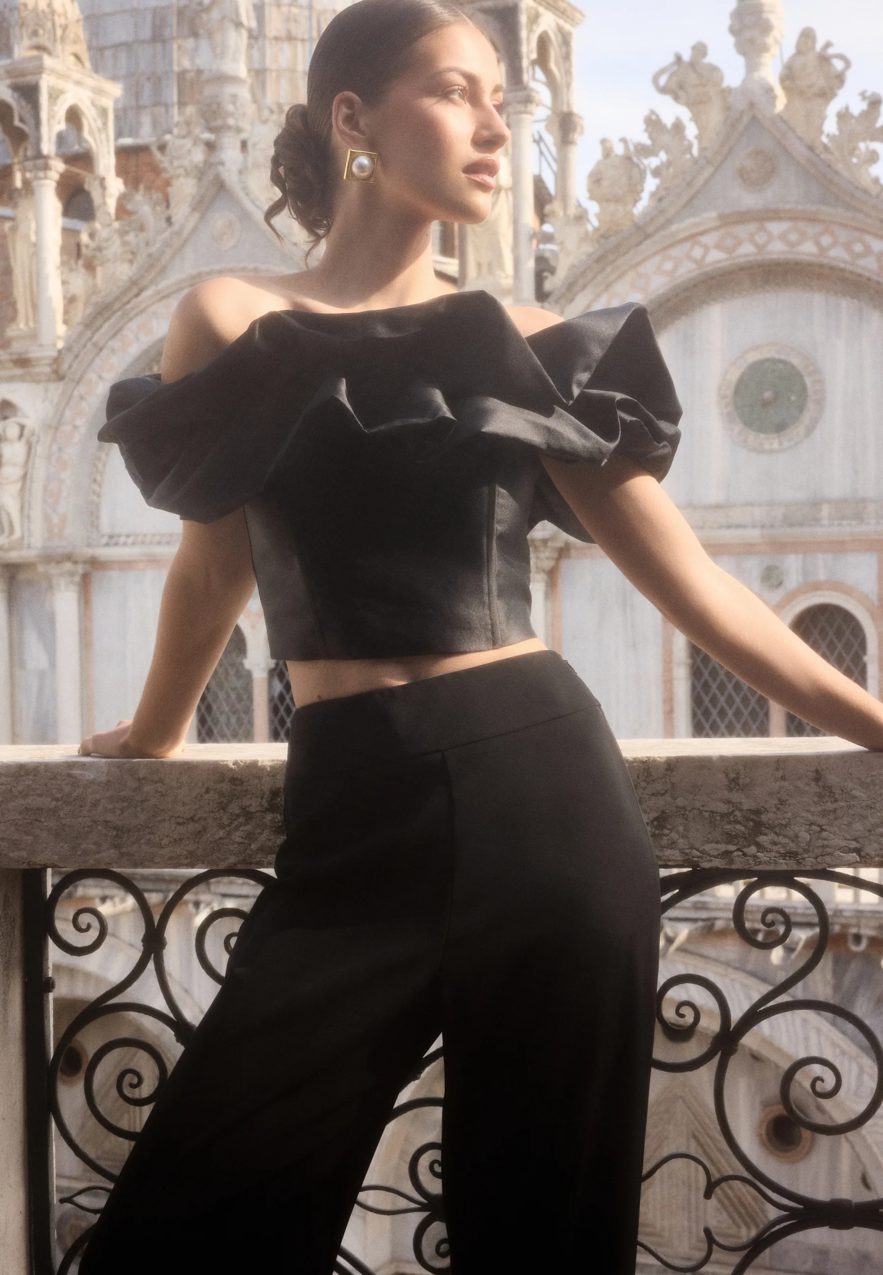 Frill Satin Off Shoulder Top - Image 5