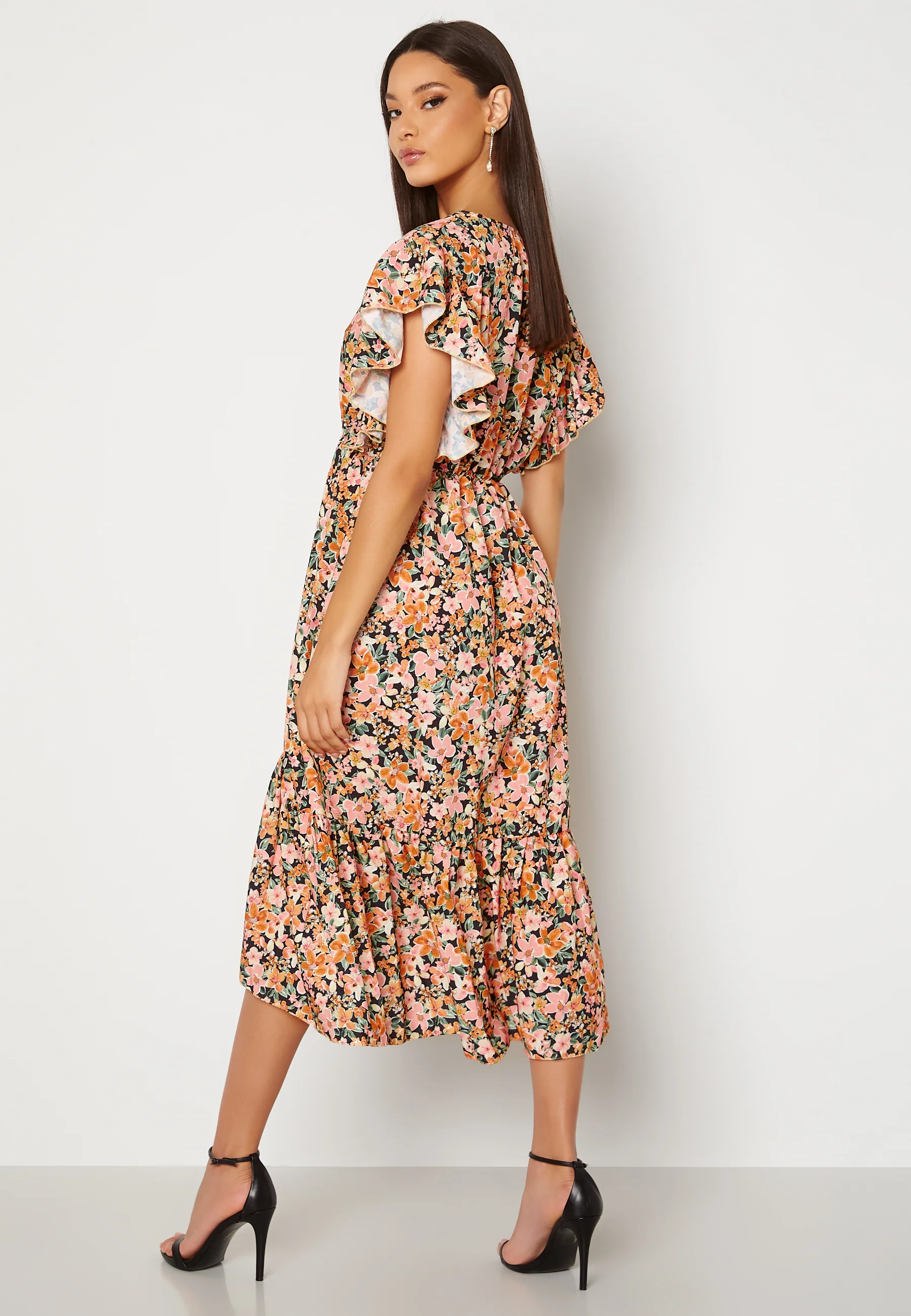 Frill Sleeve V Neck Midaxi Dress - Image 2
