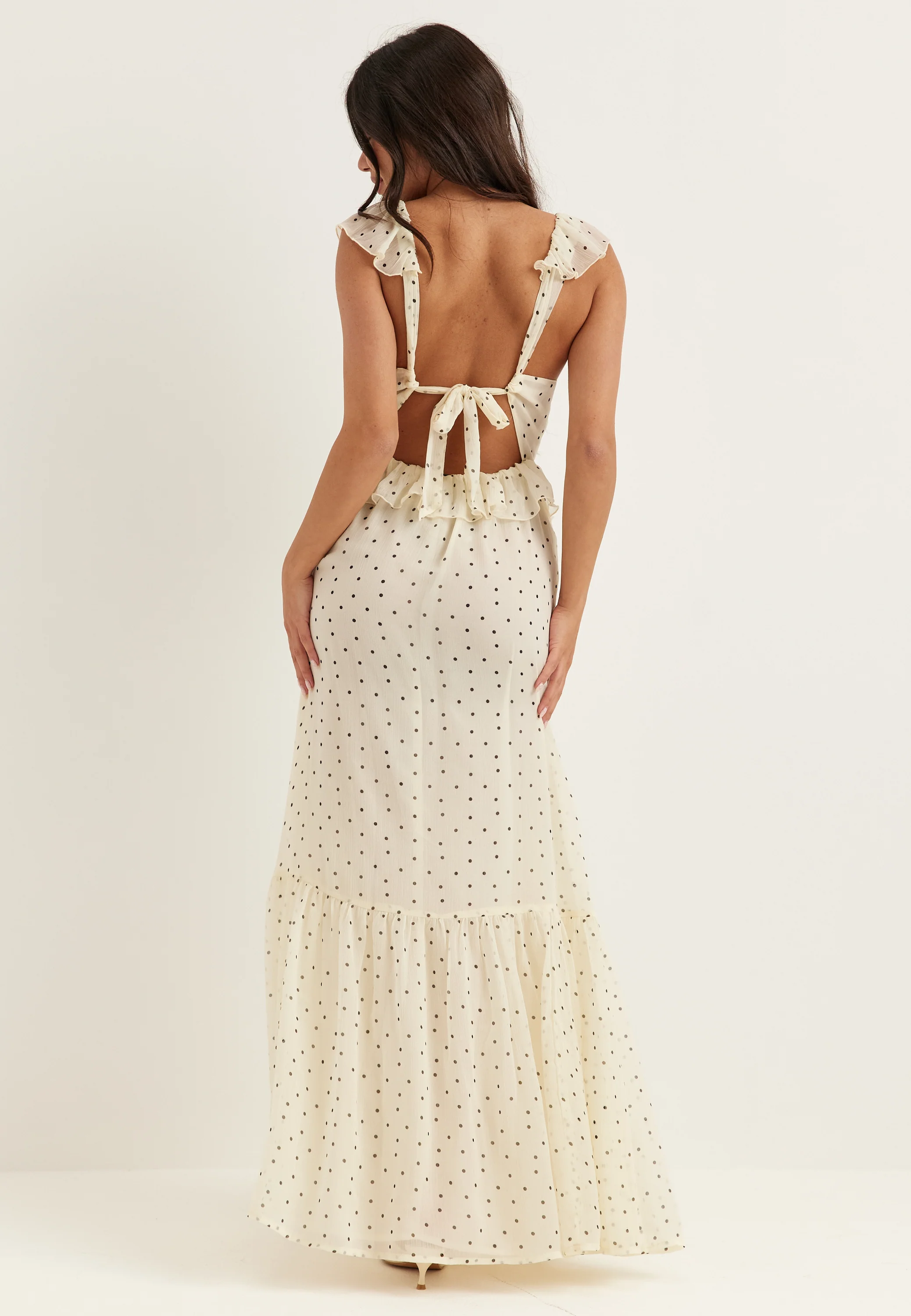 Frill Tie Back Chiffon Maxi Dress - Image 4