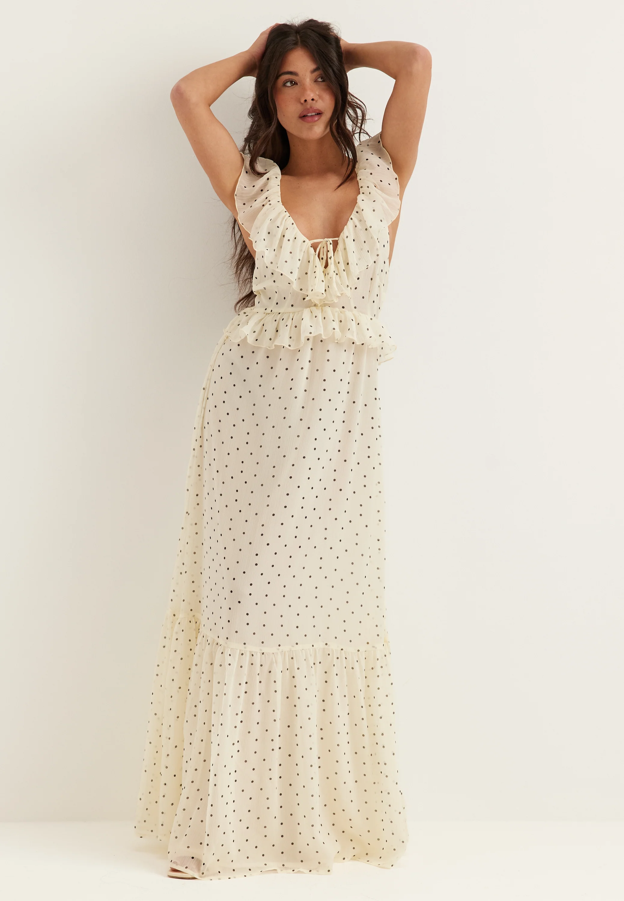 Frill Tie Back Chiffon Maxi Dress - Image 5