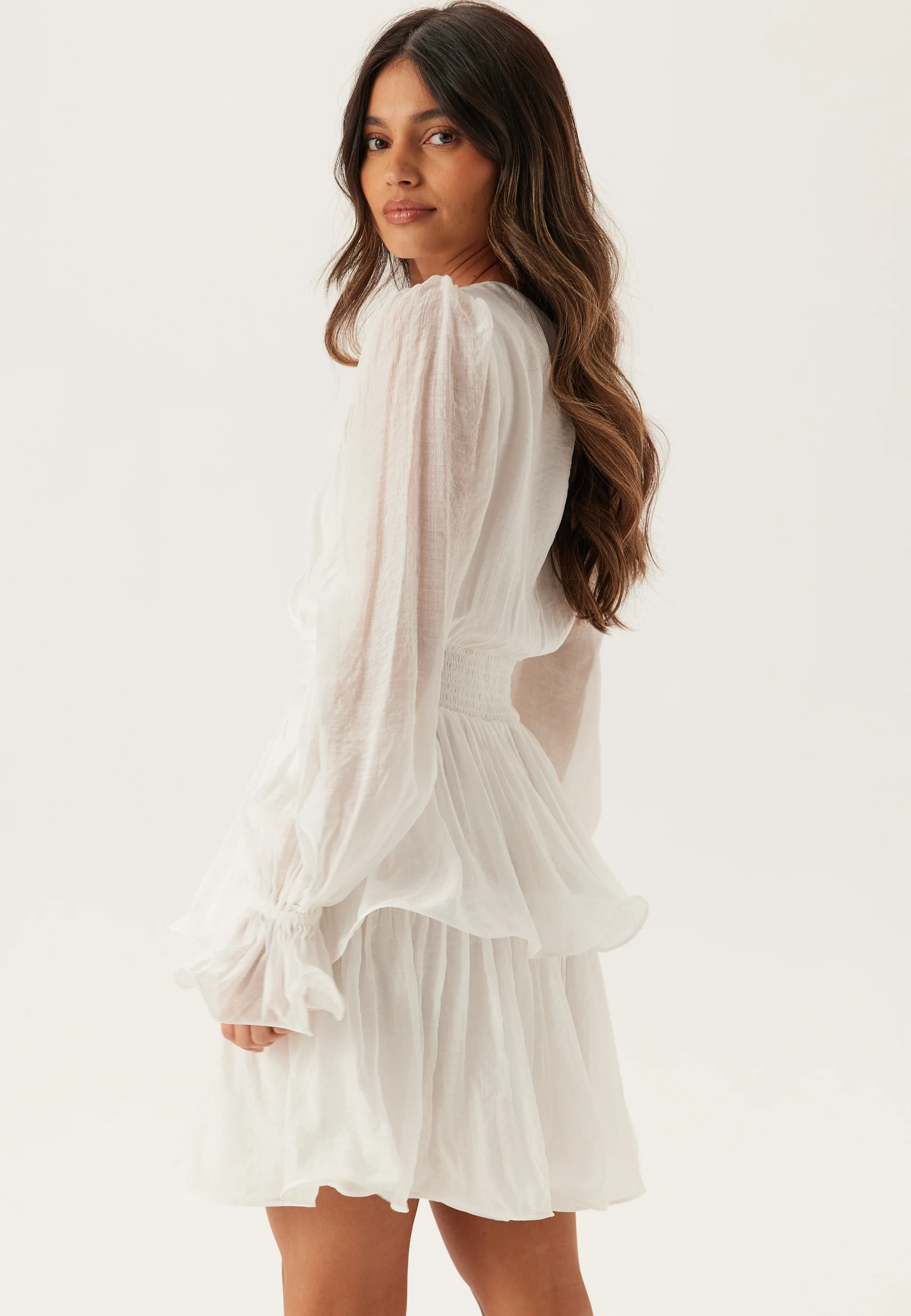 Frilled Balloon Sleeve Short Flounce Dress - Image 3