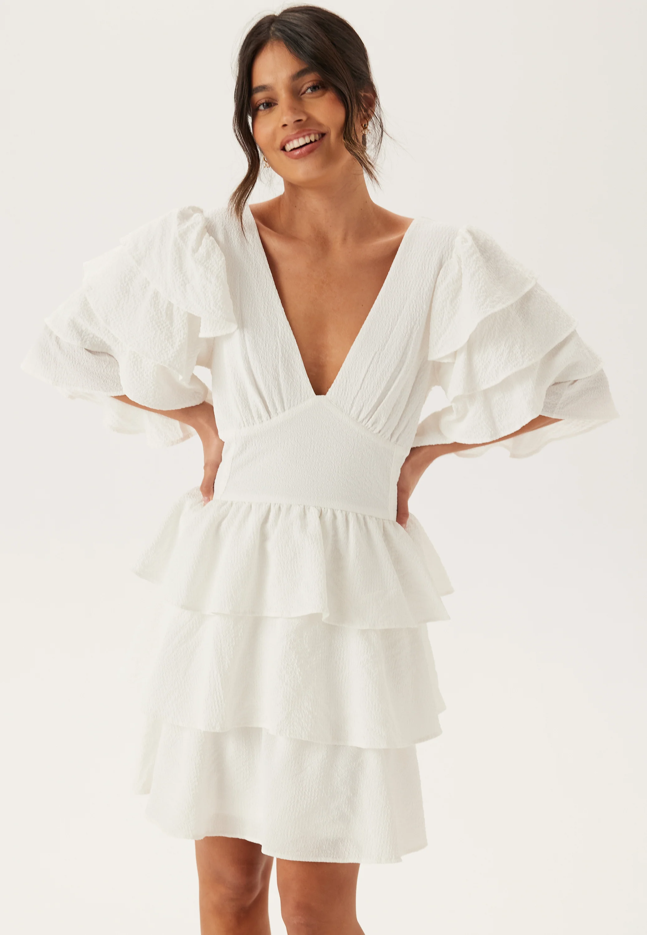 Frilled Sleeve Short Dress - Image 4