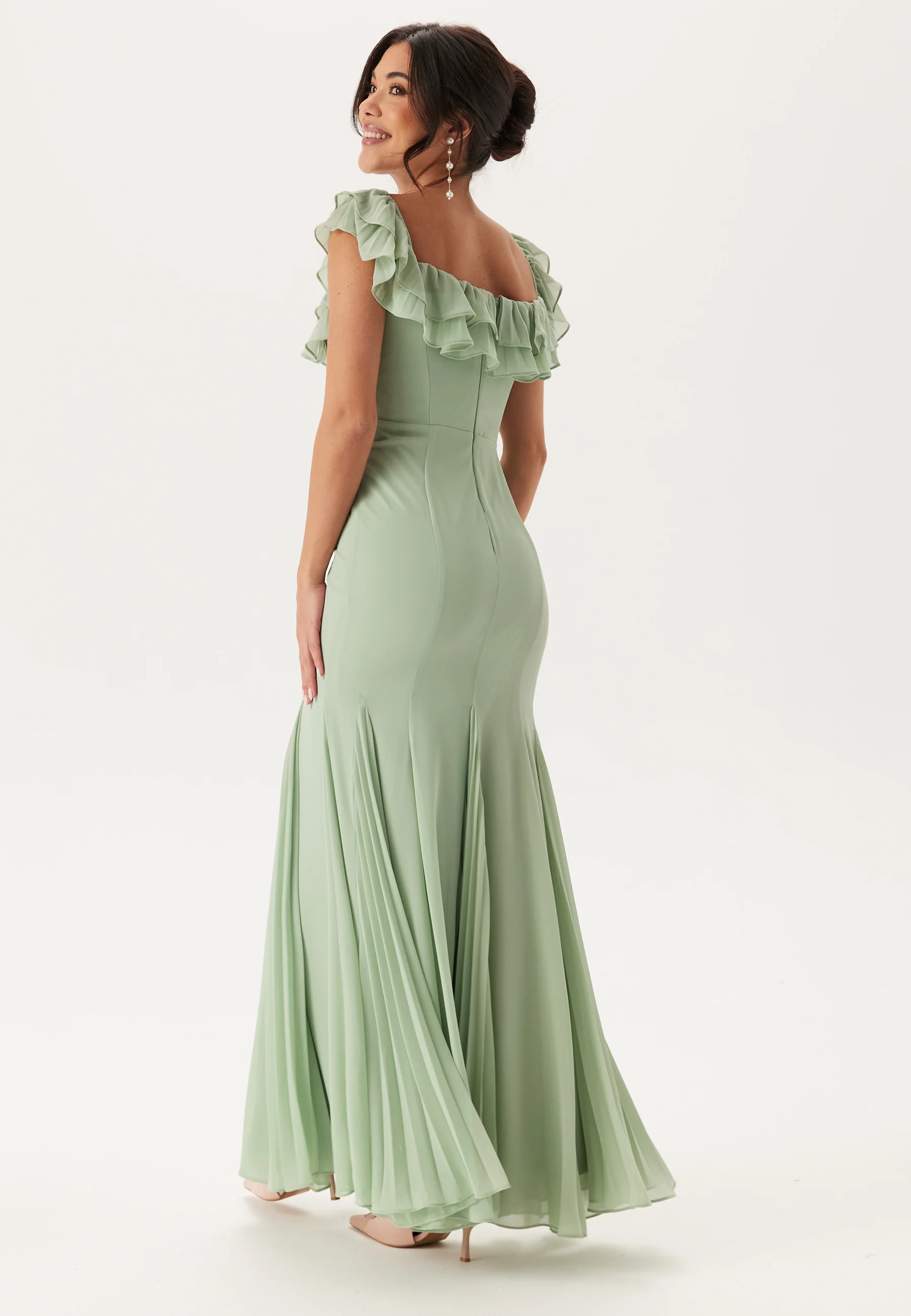Frilly Chiffon Off Shoulder Maxi Dress - Image 5