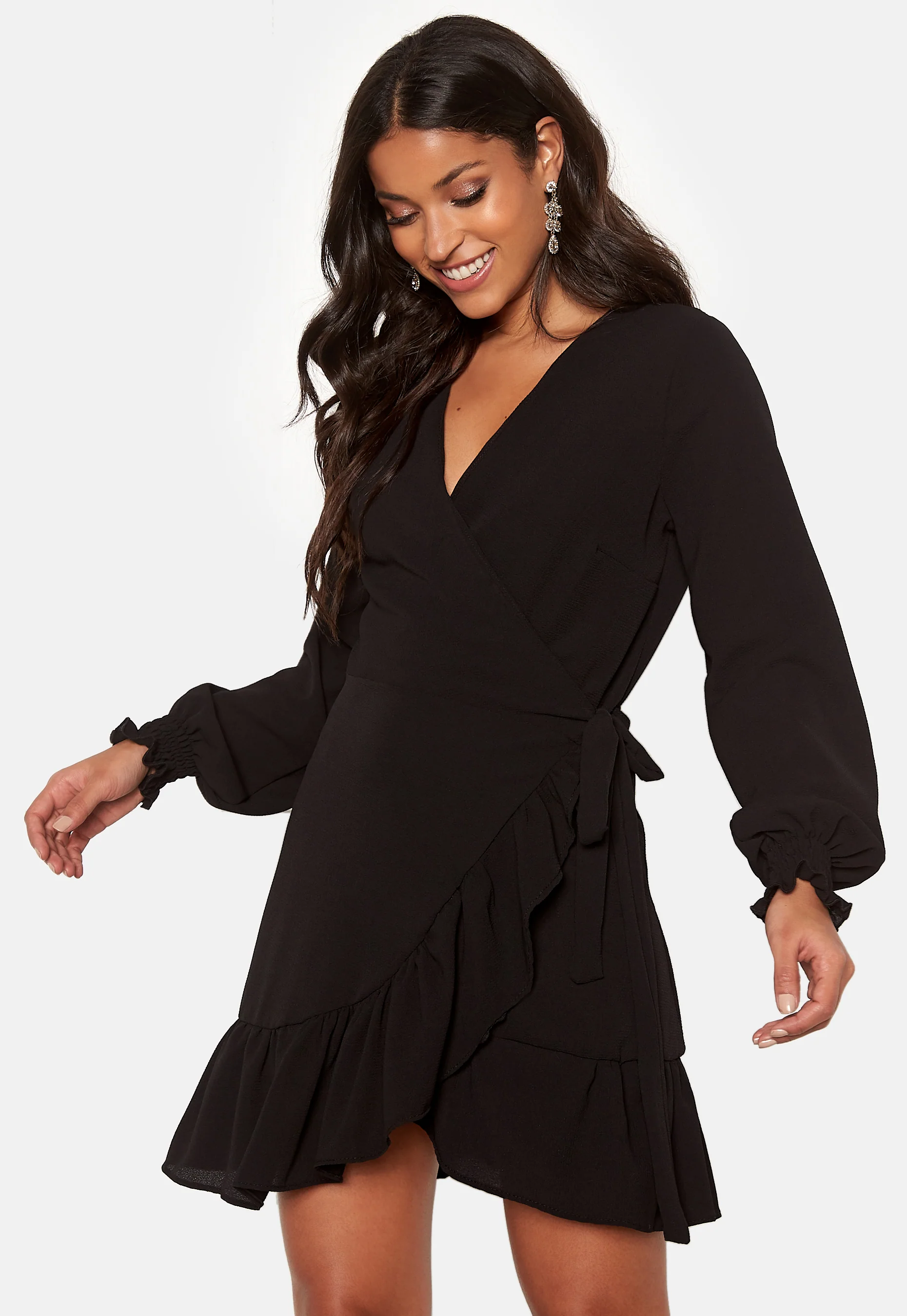 Frilly Wrap Mini Dress