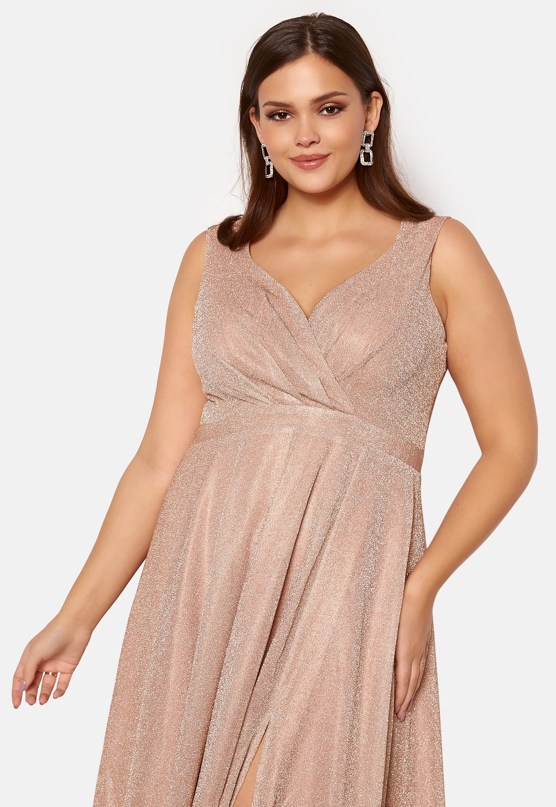 Glitter Wrap Front Maxi Curve Dress With Split - Image 3