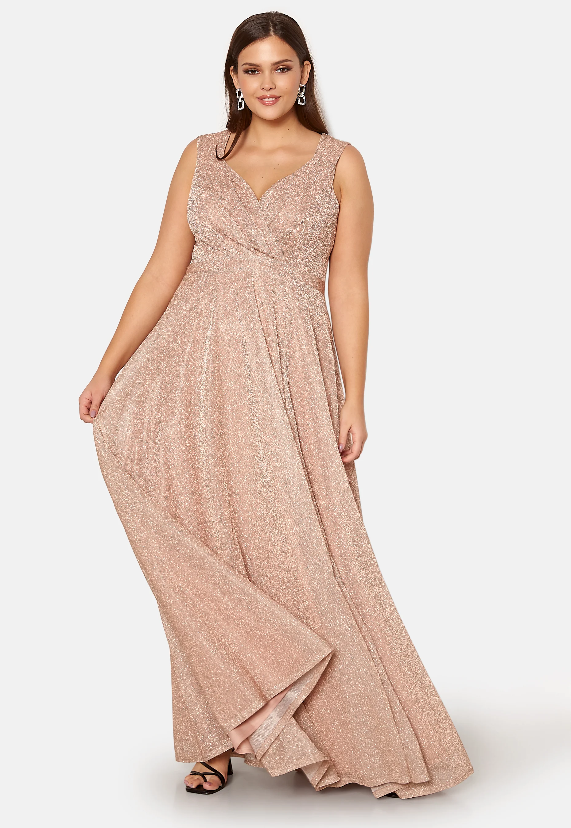 Glitter Wrap Front Maxi Curve Dress With Split - Image 6