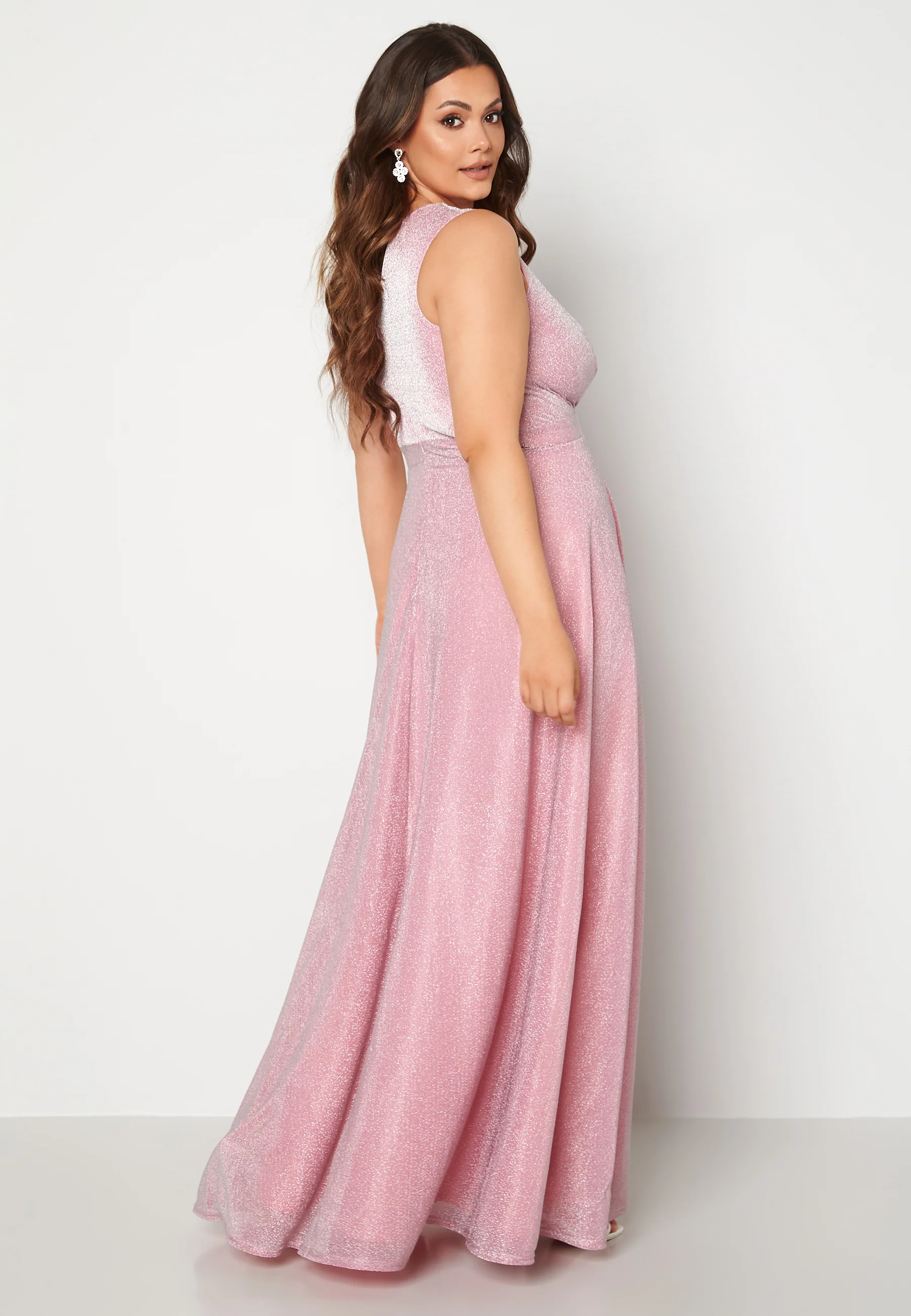 Glitter Wrap Front Maxi Curve Dress With Split - Image 2