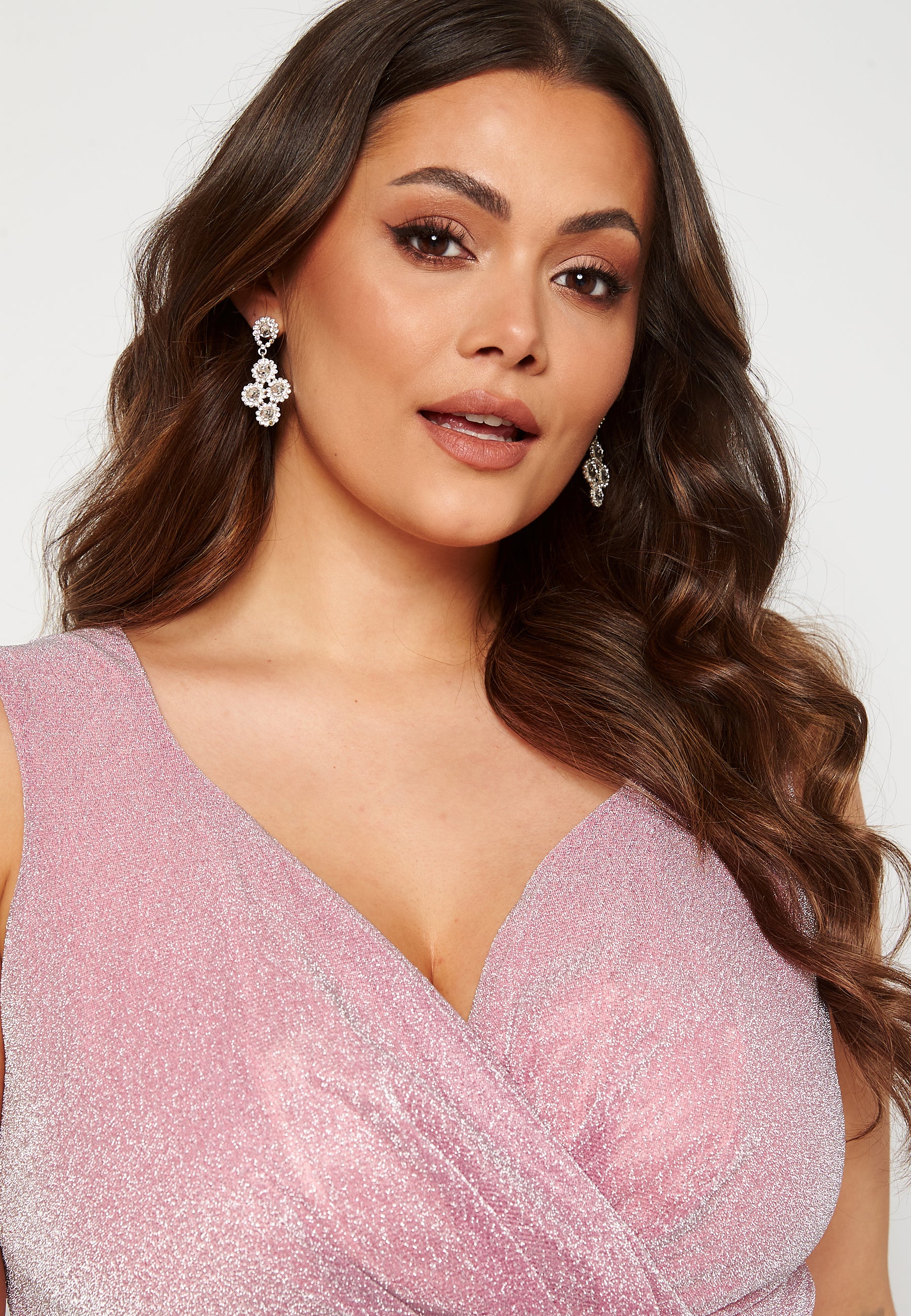 Glitter Wrap Front Maxi Curve Dress With Split - Image 5