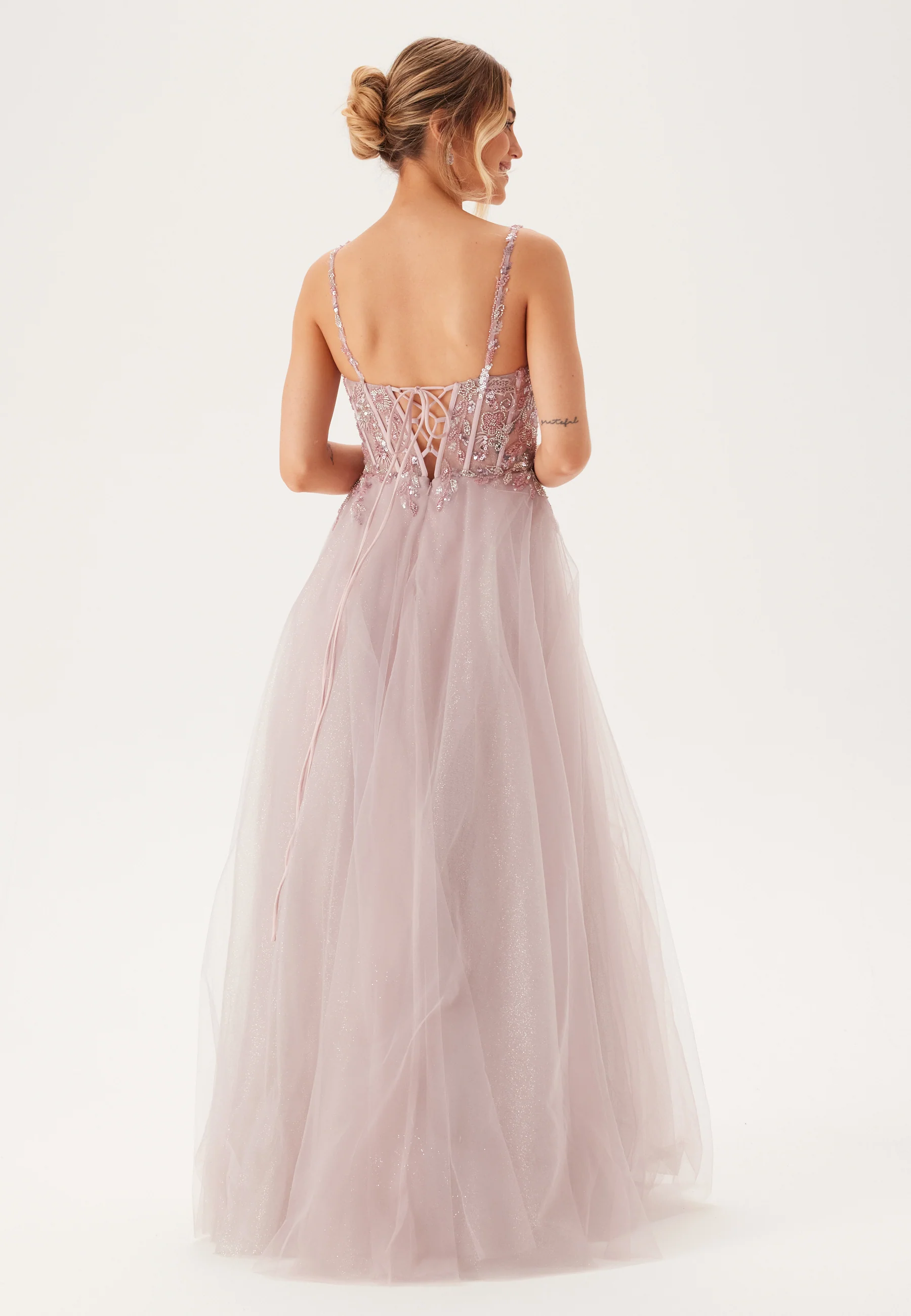 Glittering tulle evening dress with lacing - Image 2