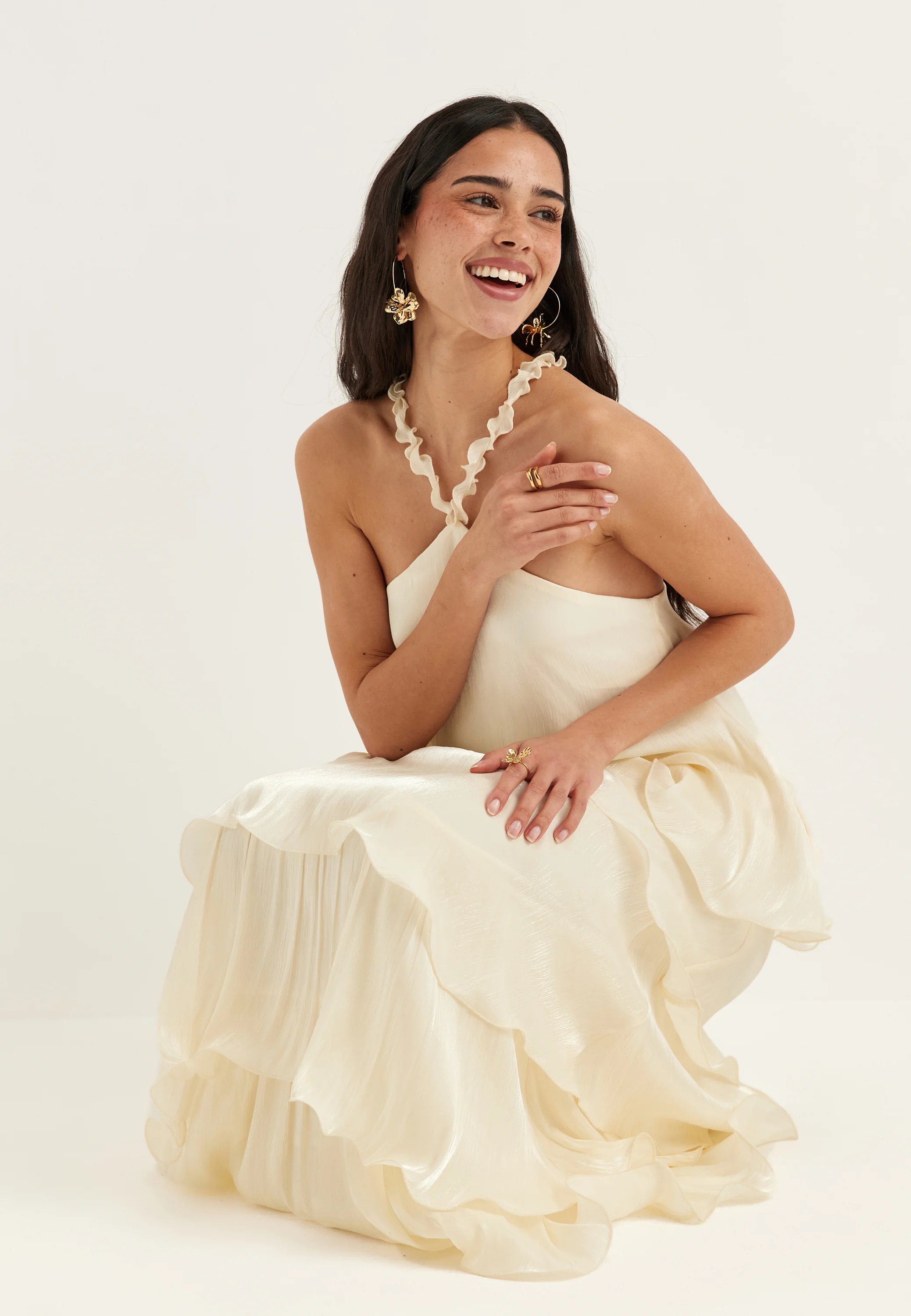 Halterneck Shimmer Flounce Top - Image 8