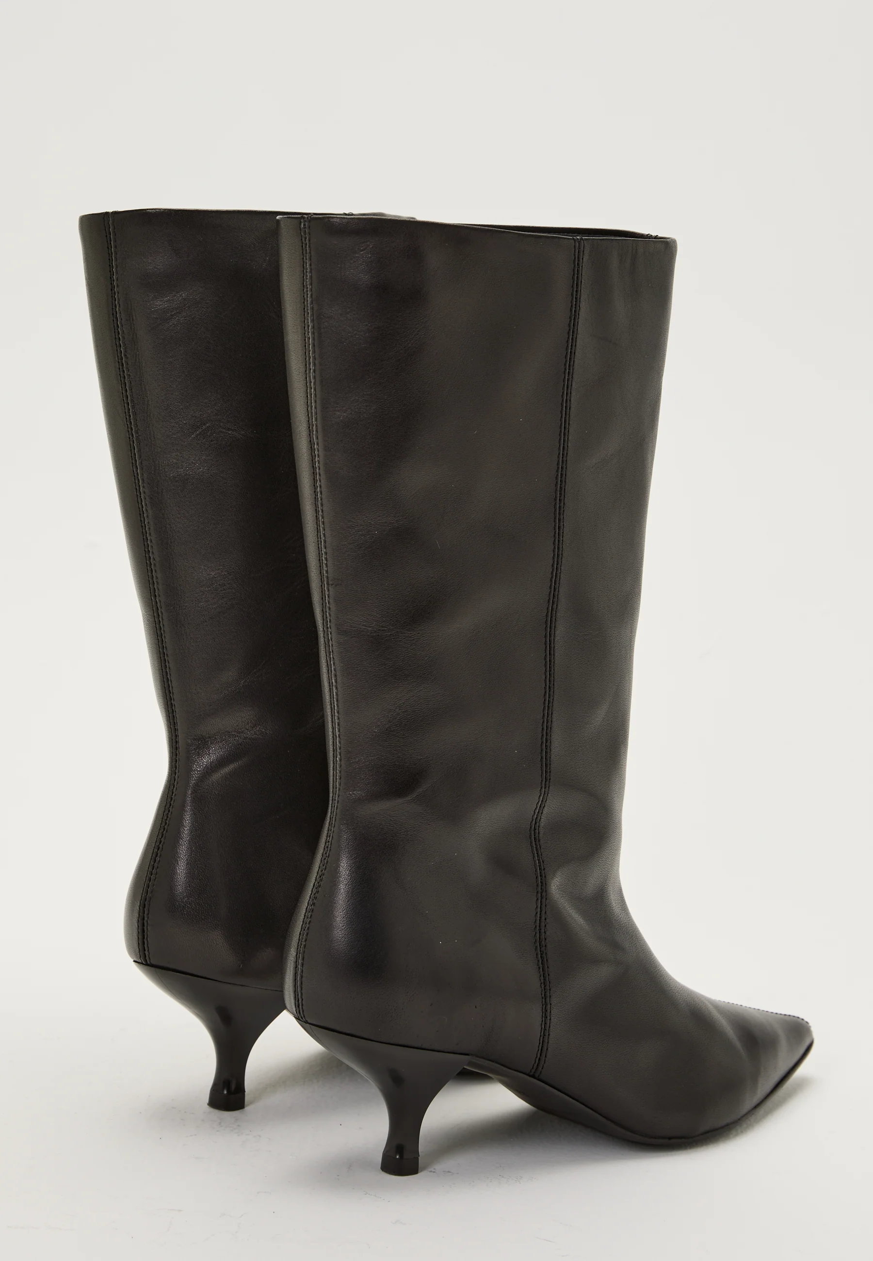 Heeled Mid Knee Leather Boot - Image 4