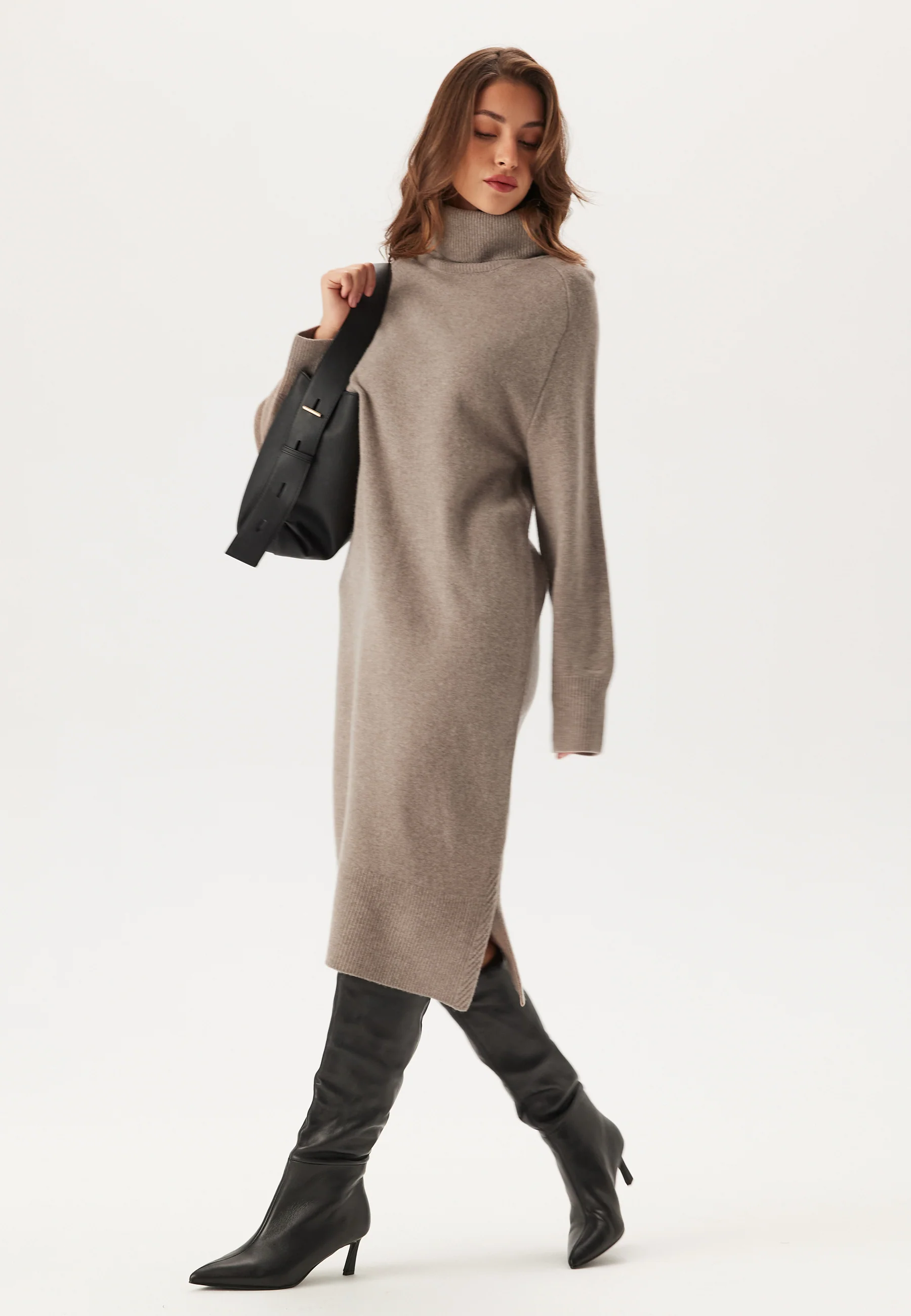 Herringbone Detail Rollneck Dr - Image 2