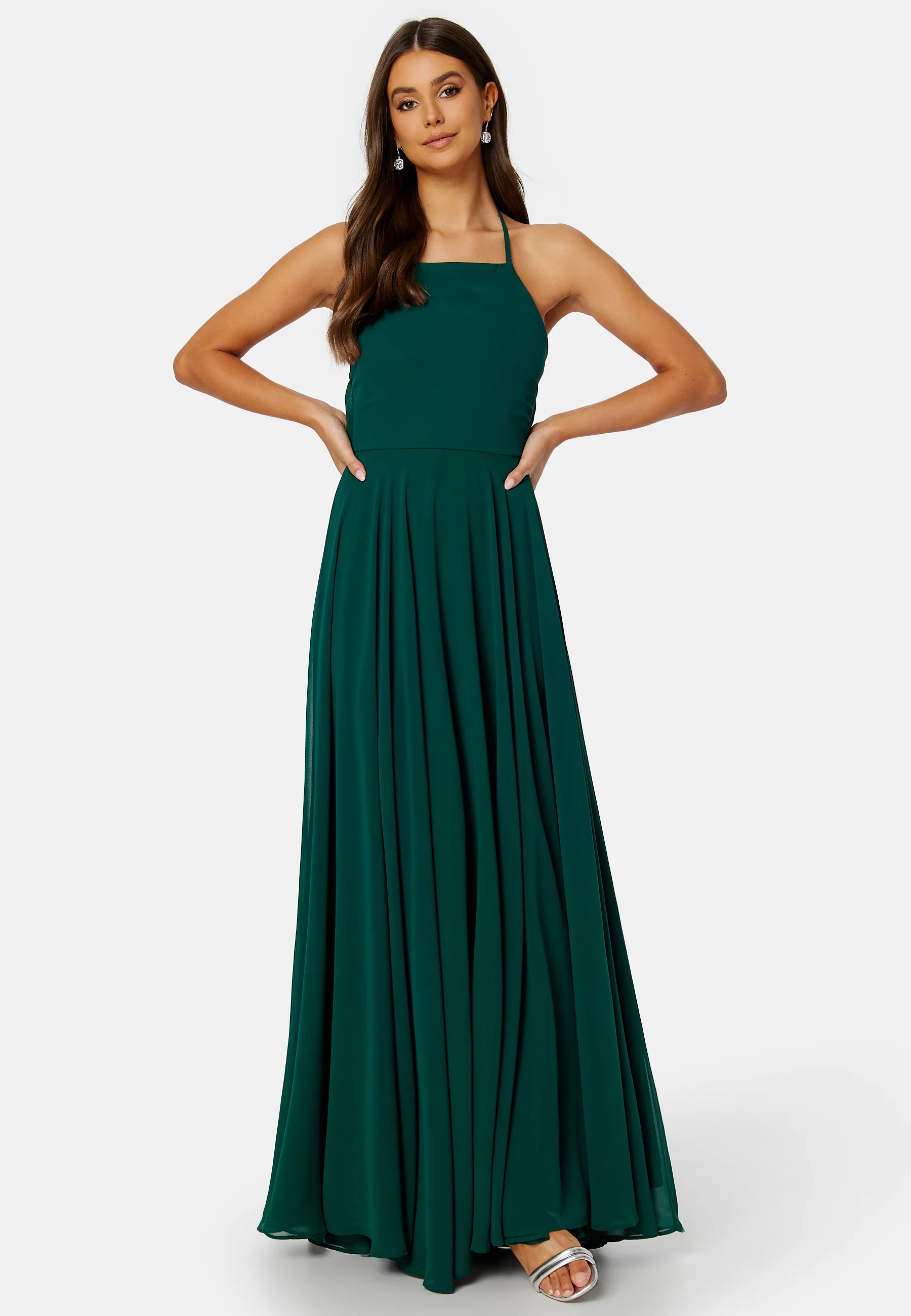 High Neck Chiffon Maxi Dress - Image 2
