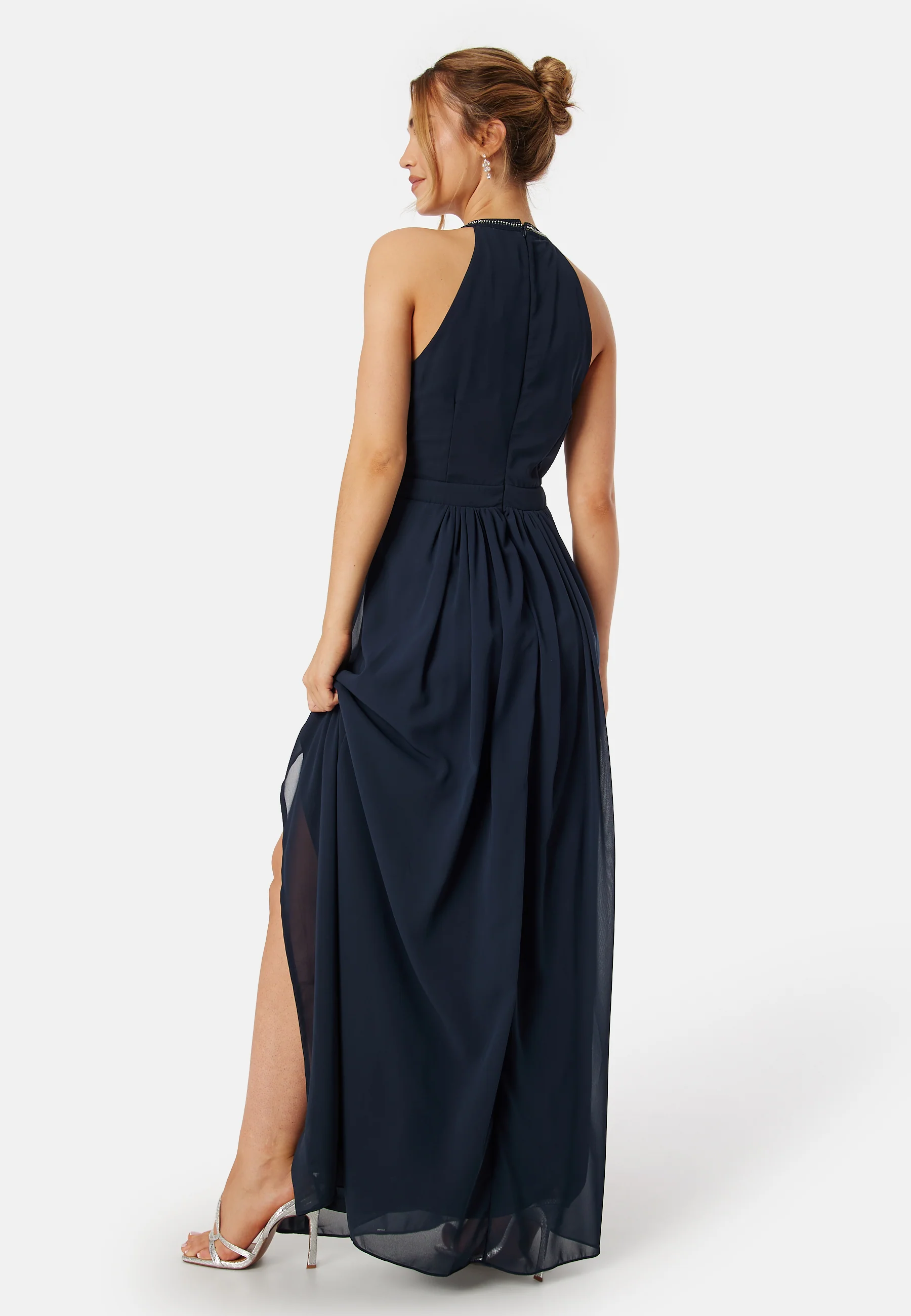 High Neck Maxi Dress With Split - Image 2