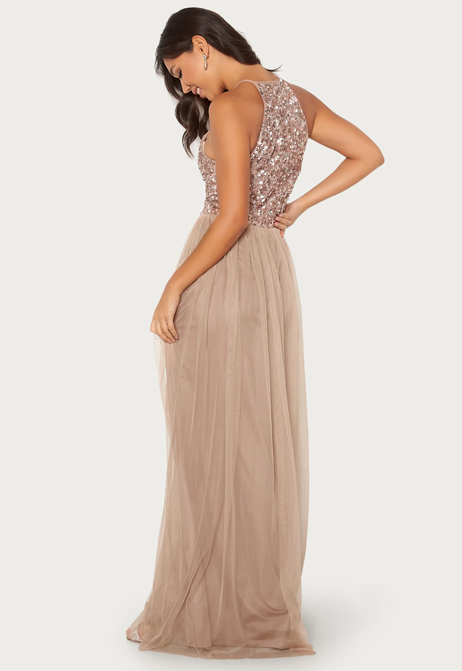 High Neck Sequin Maxi Dress - Image 3