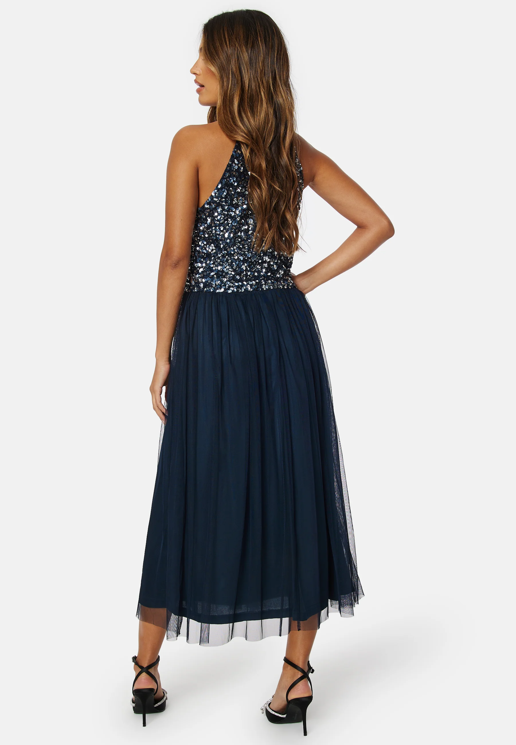 High Neck Sequin Midi Dress - Image 2