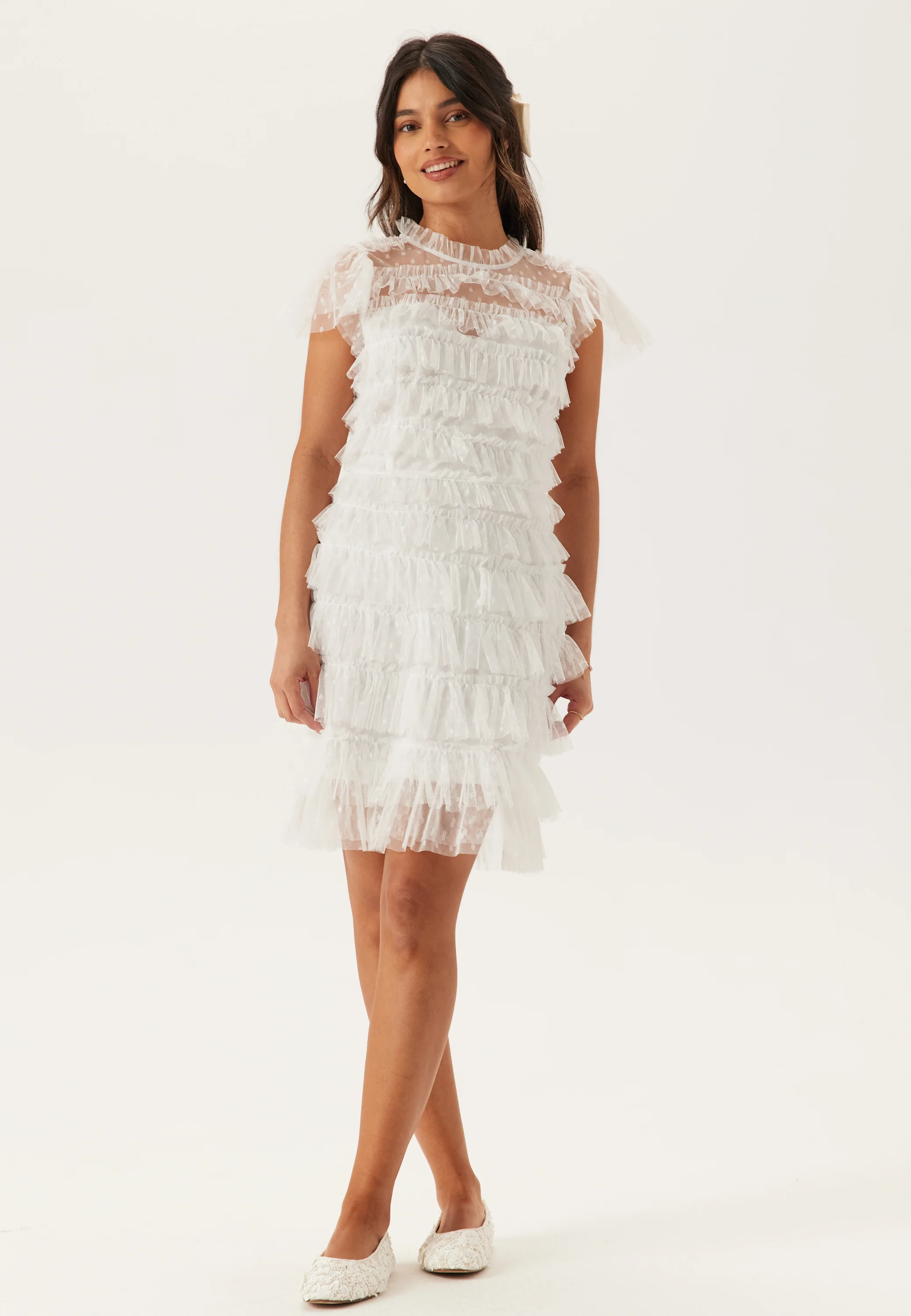 High Neck Tulle Frill Dress - Image 5